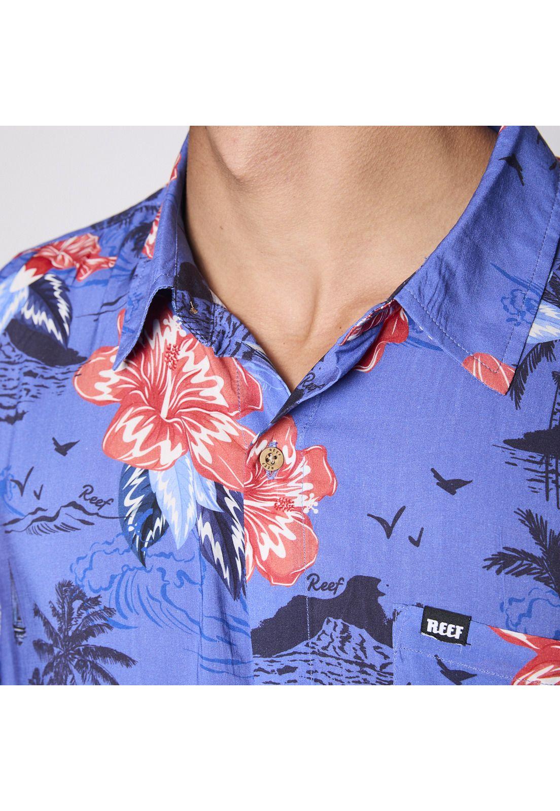 Camisa Reef Men Floreada Azul-5