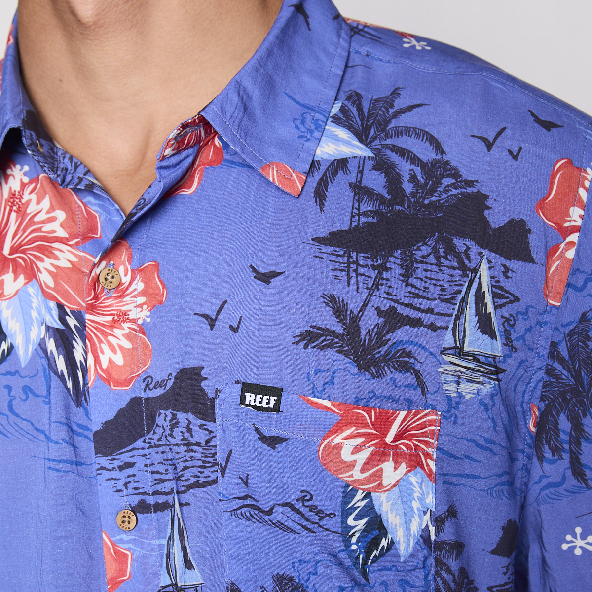Camisa Reef Men Floreada Azul-4