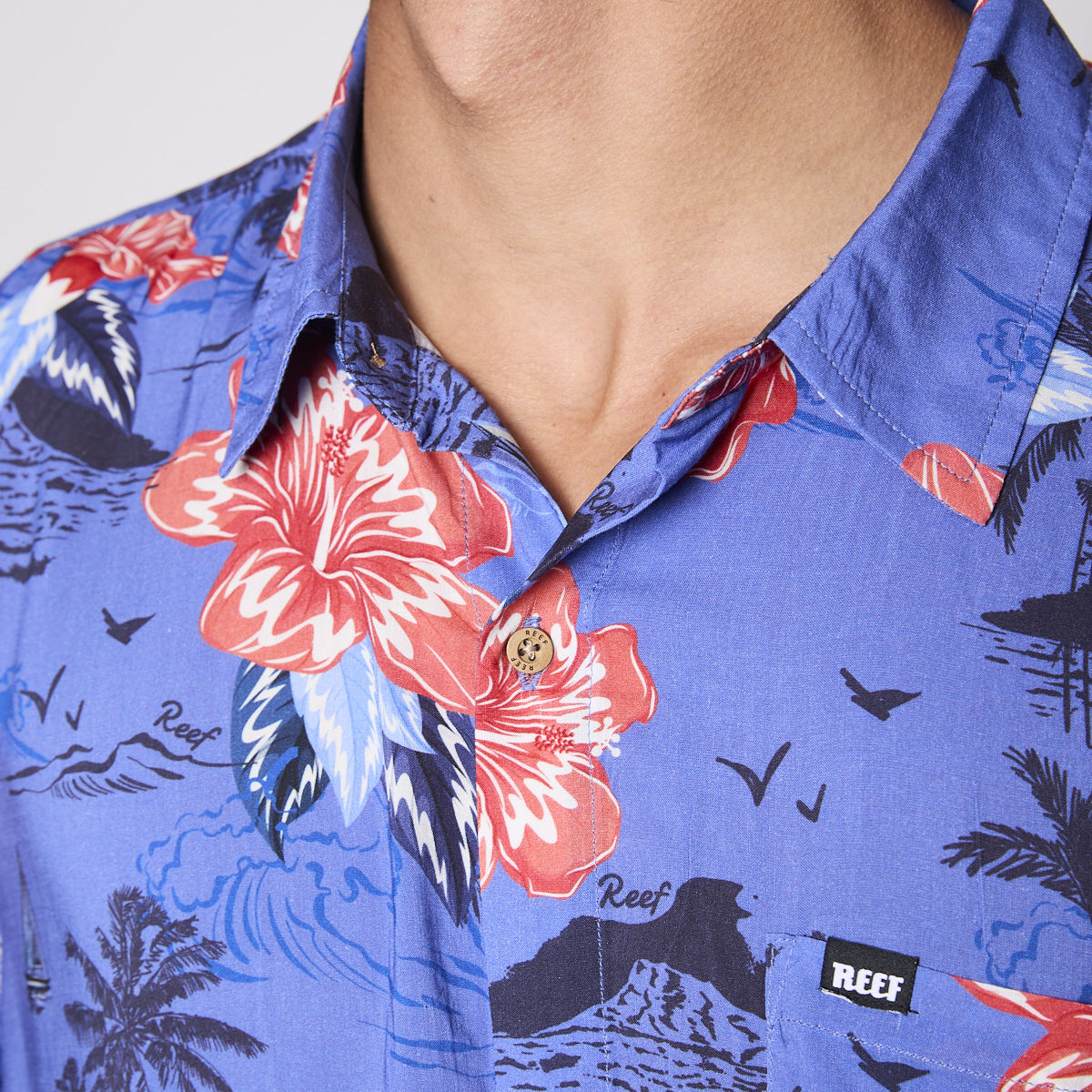 Camisa Reef Men Floreada Azul-5