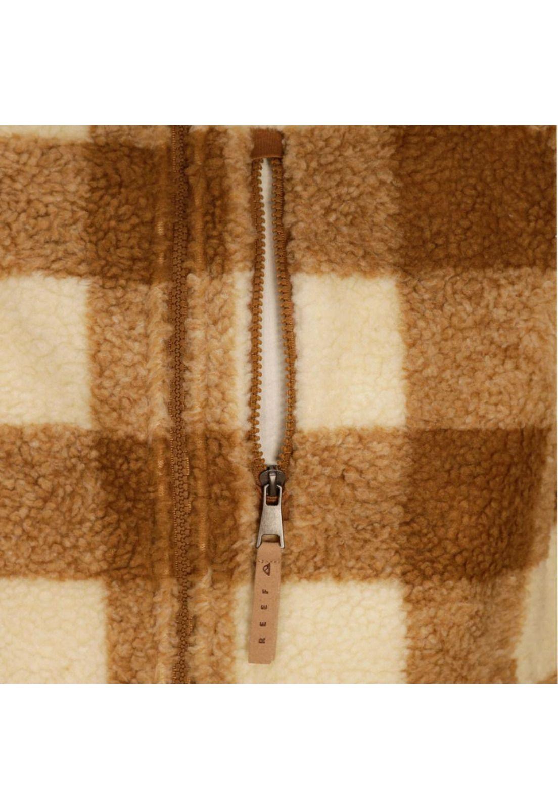 Sherpa Women Full Zipper Brown Beige-3