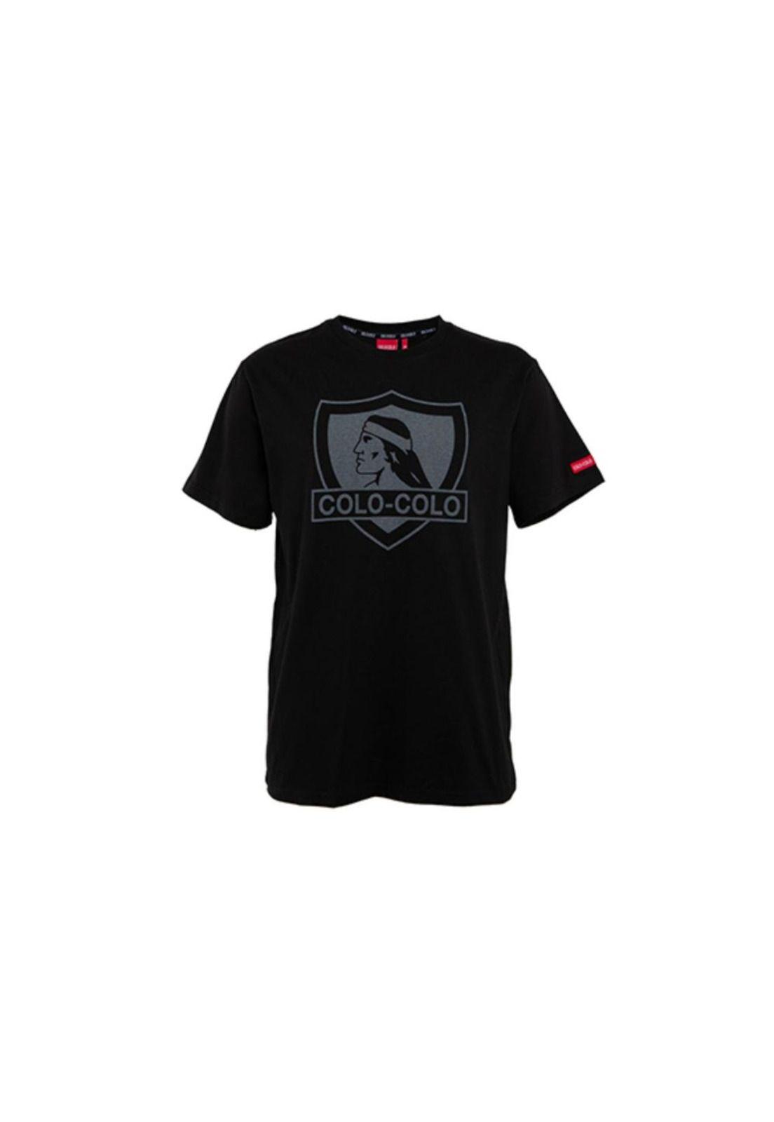 Polera Colo Colo Urbano Negra Escudo Gris-0