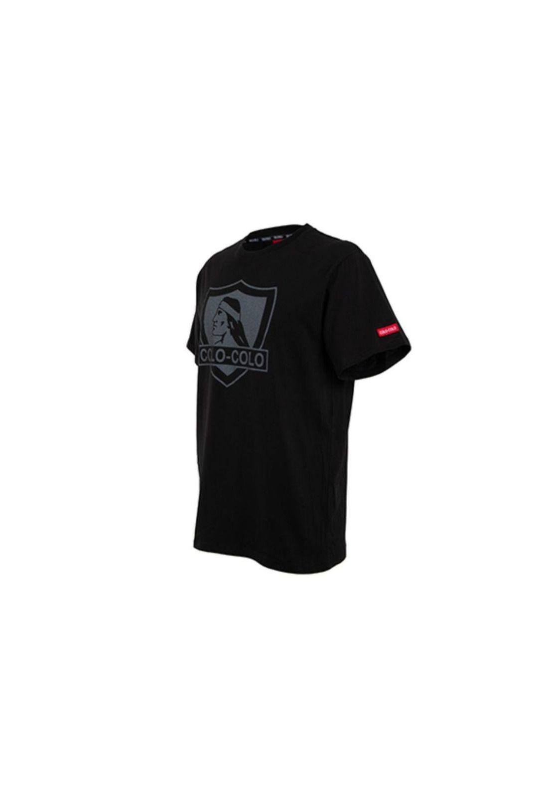 Polera Colo Colo Urbano Negra Escudo Gris-1