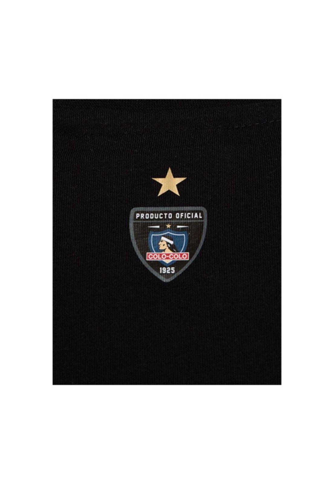 Polera Colo Colo Urbano Negra Escudo Gris-3