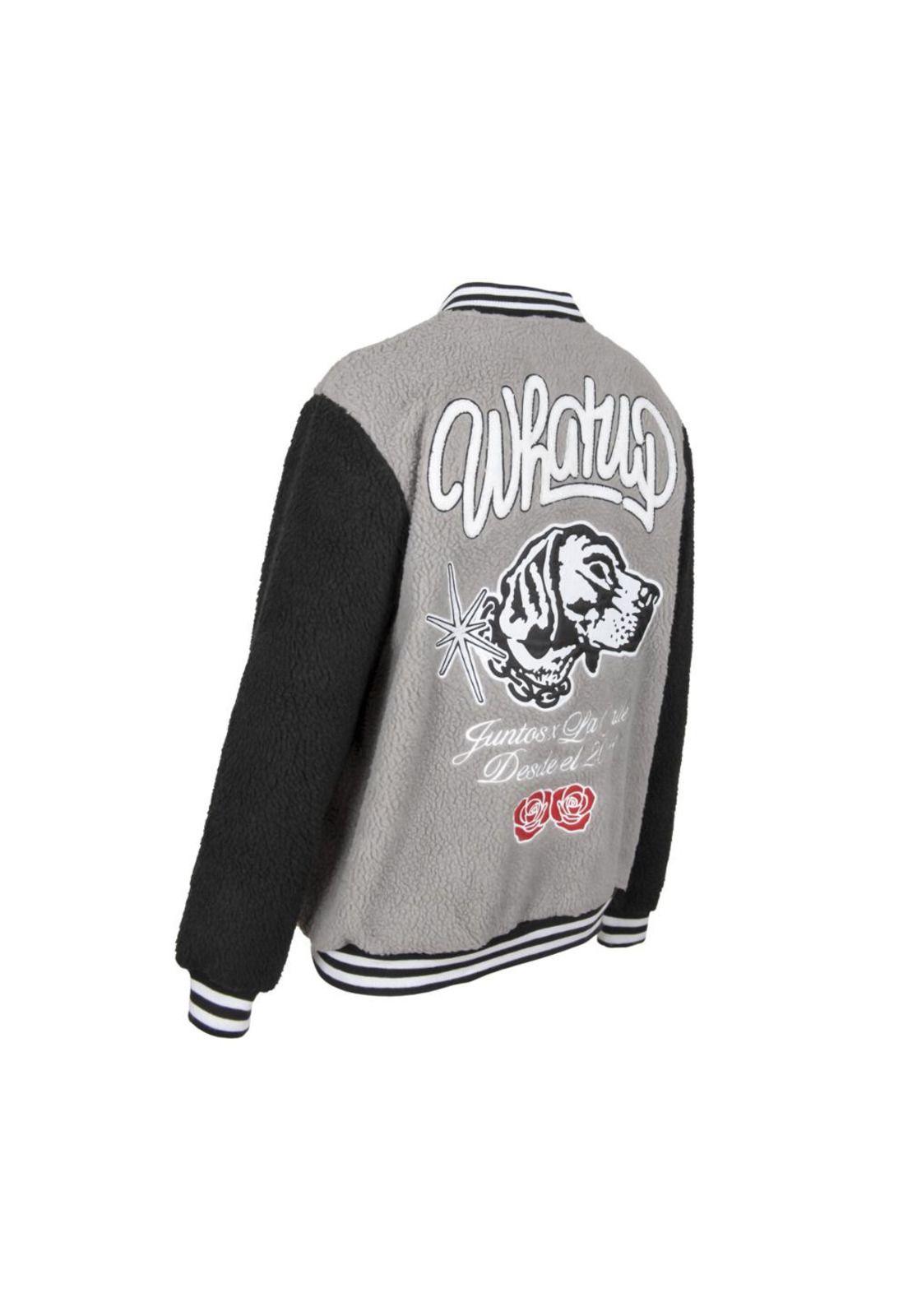 Sherpa Full Zipper Dog and Roses Grey-3