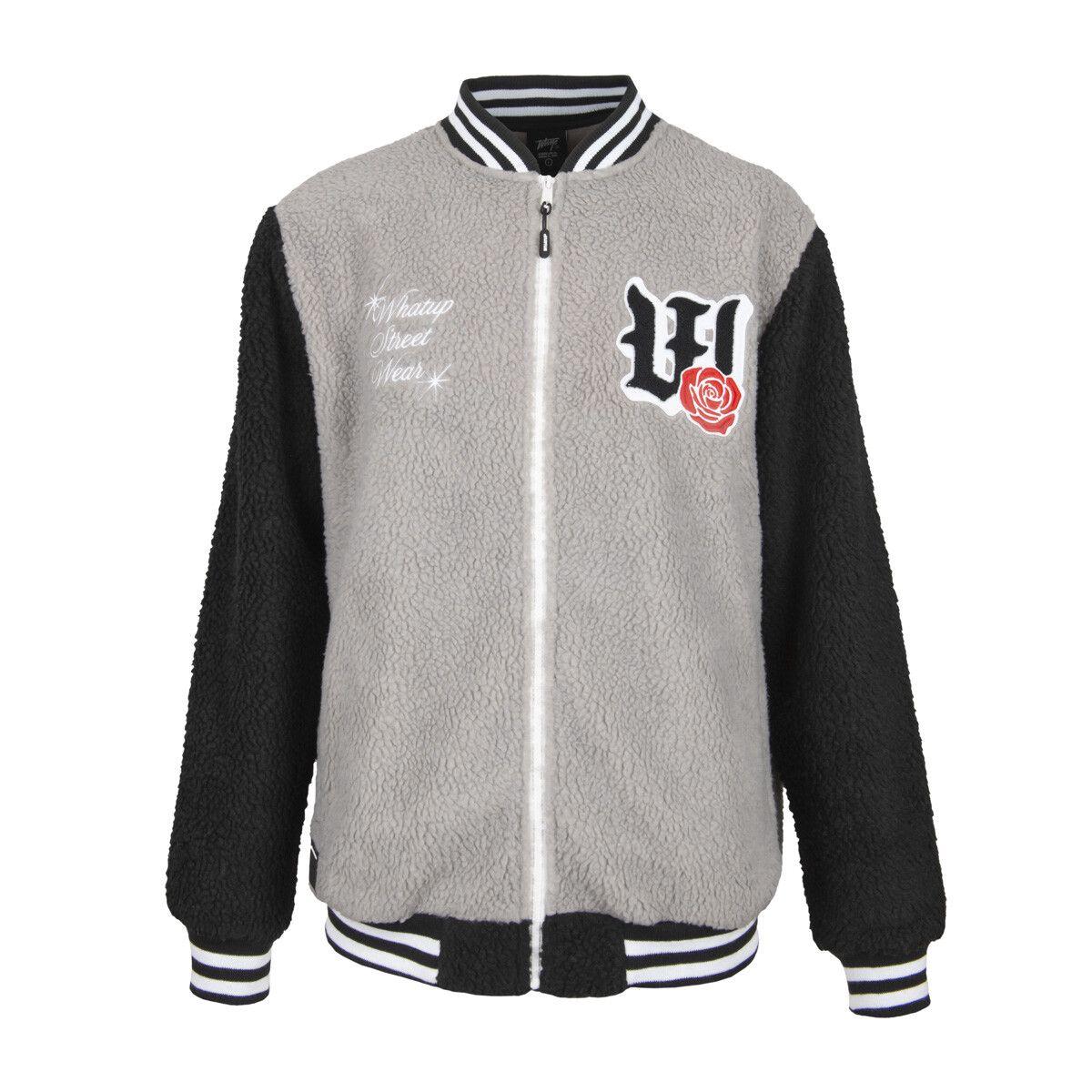 Sherpa Full Zipper Dog and Roses Grey-0