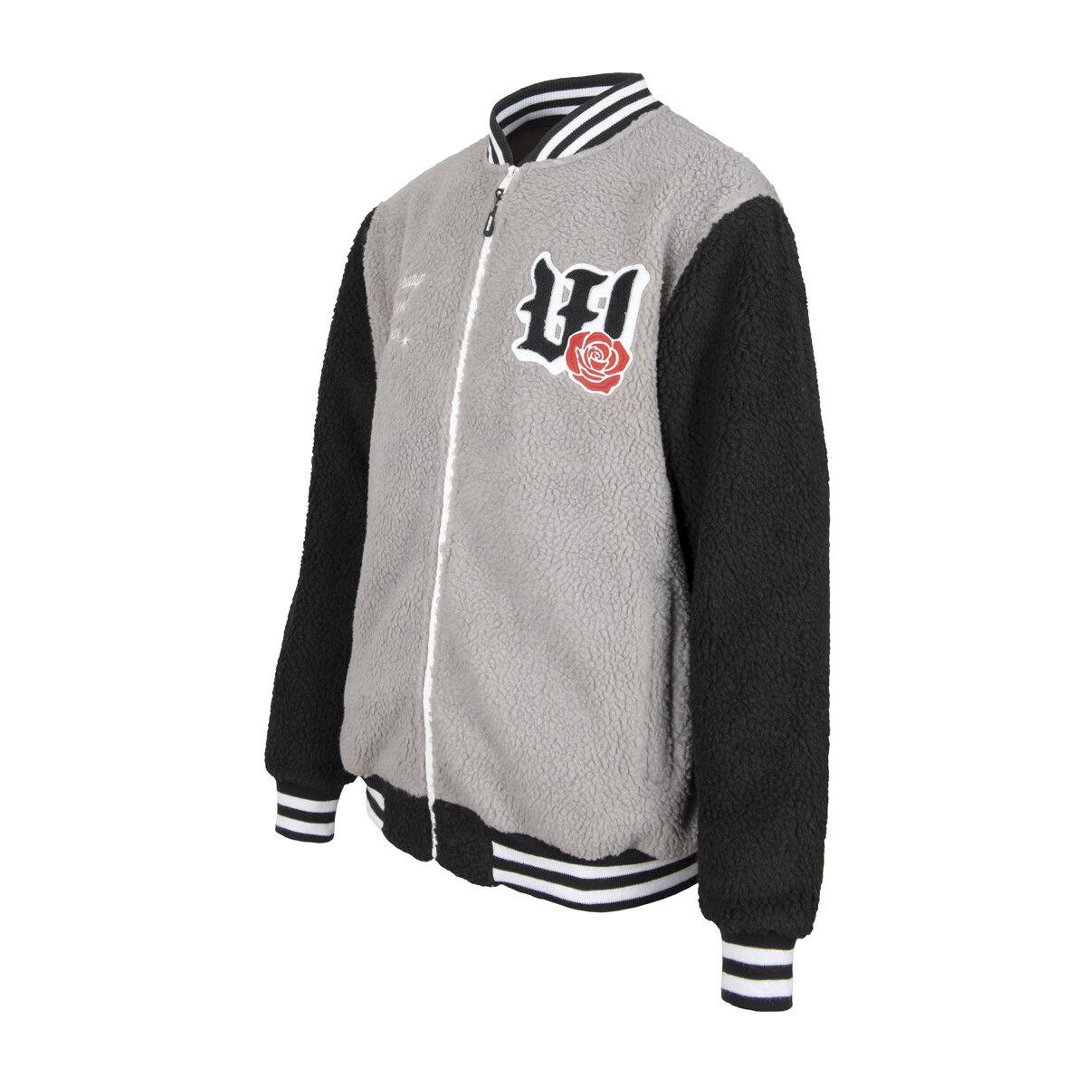 Sherpa Full Zipper Dog and Roses Grey-1