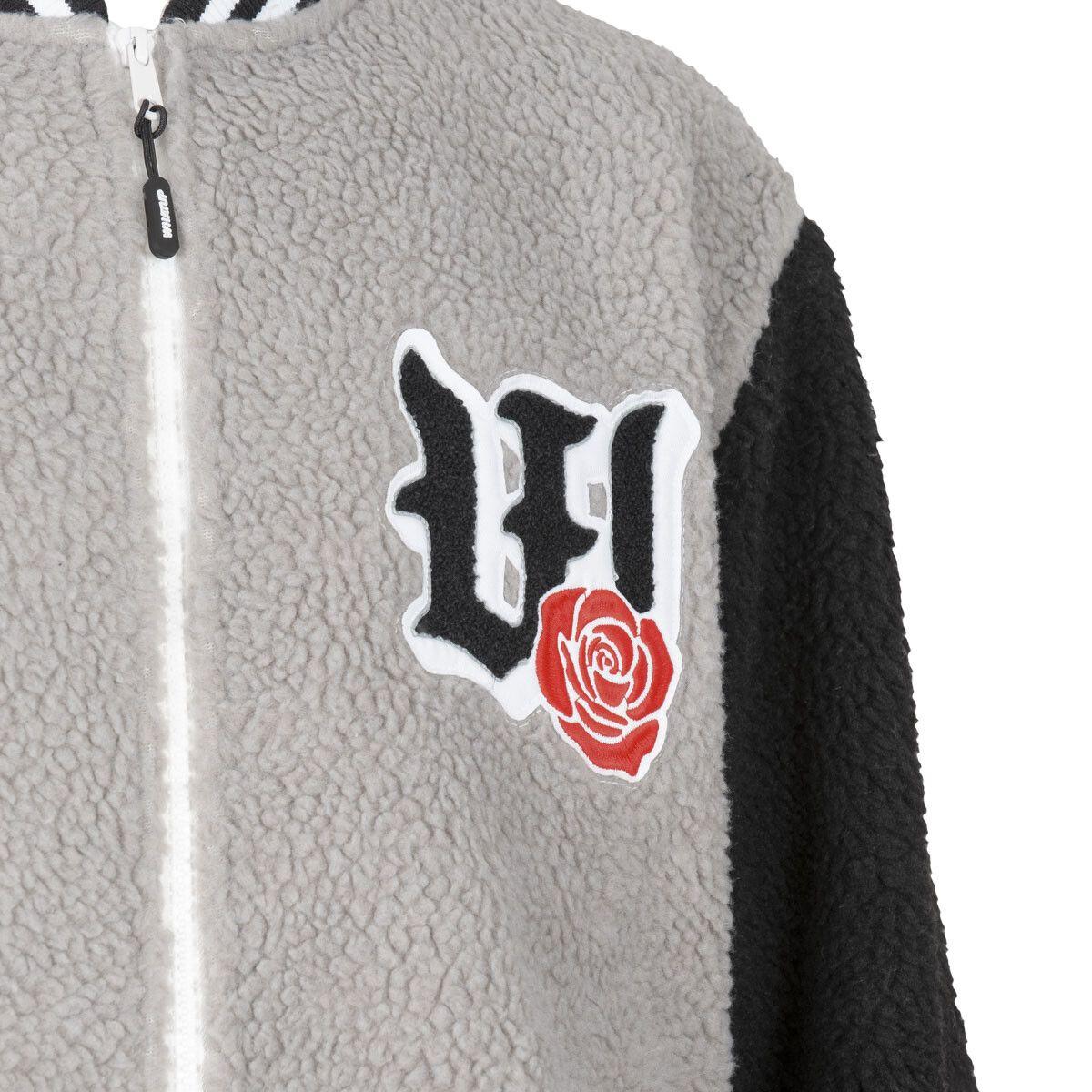 Sherpa Full Zipper Dog and Roses Grey-4