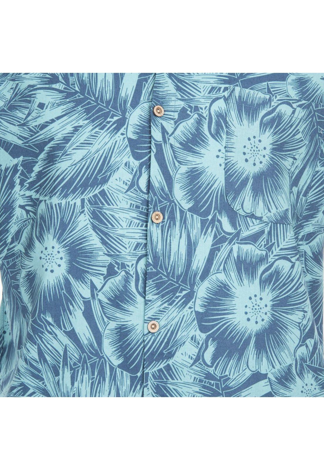 Camisa Verde diseño Flores Azules Reef-3