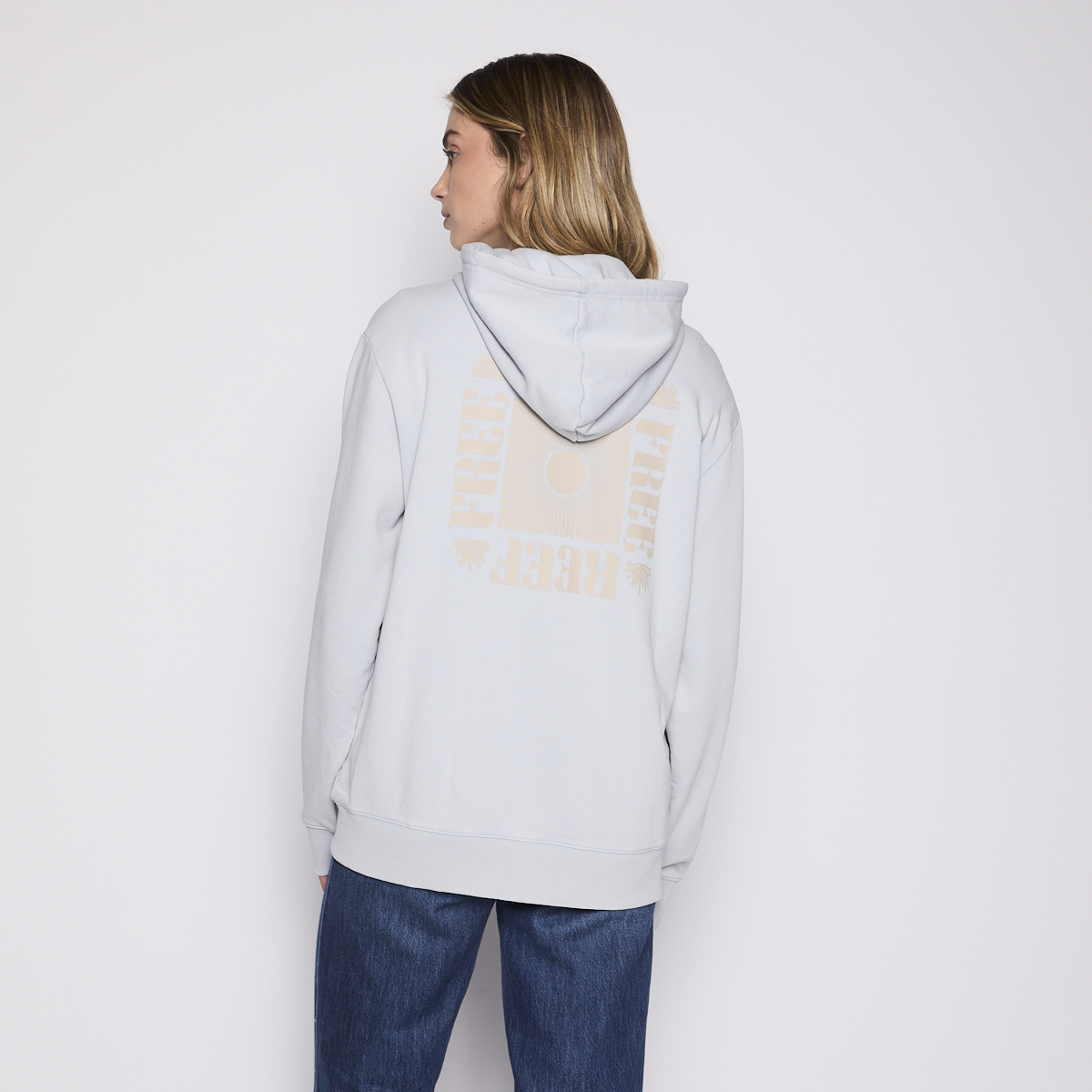 Polerón Reef Women Full Zipper Light Blue Chasing Sun-3