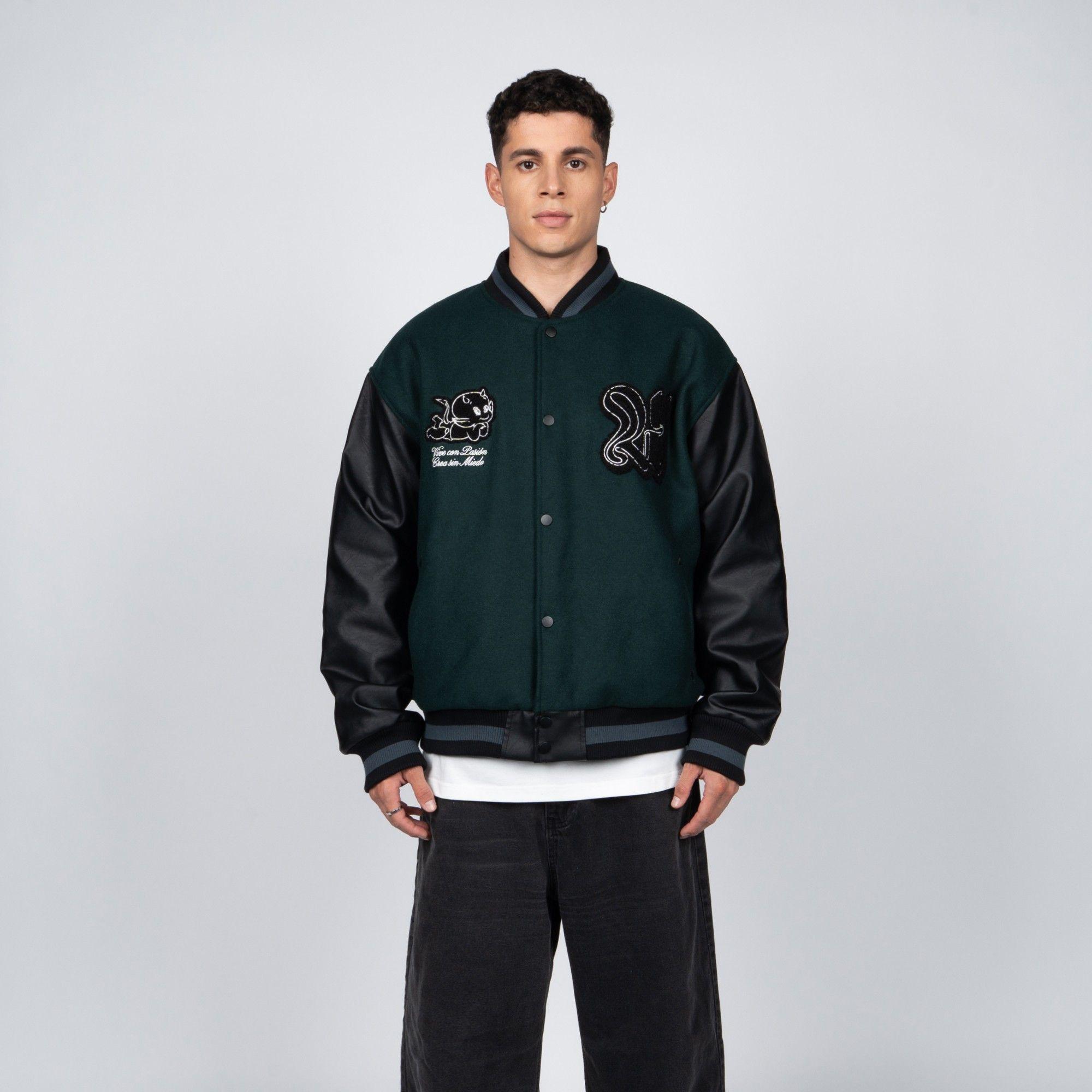 Chaqueta WhatUp Varsity Green Black-0