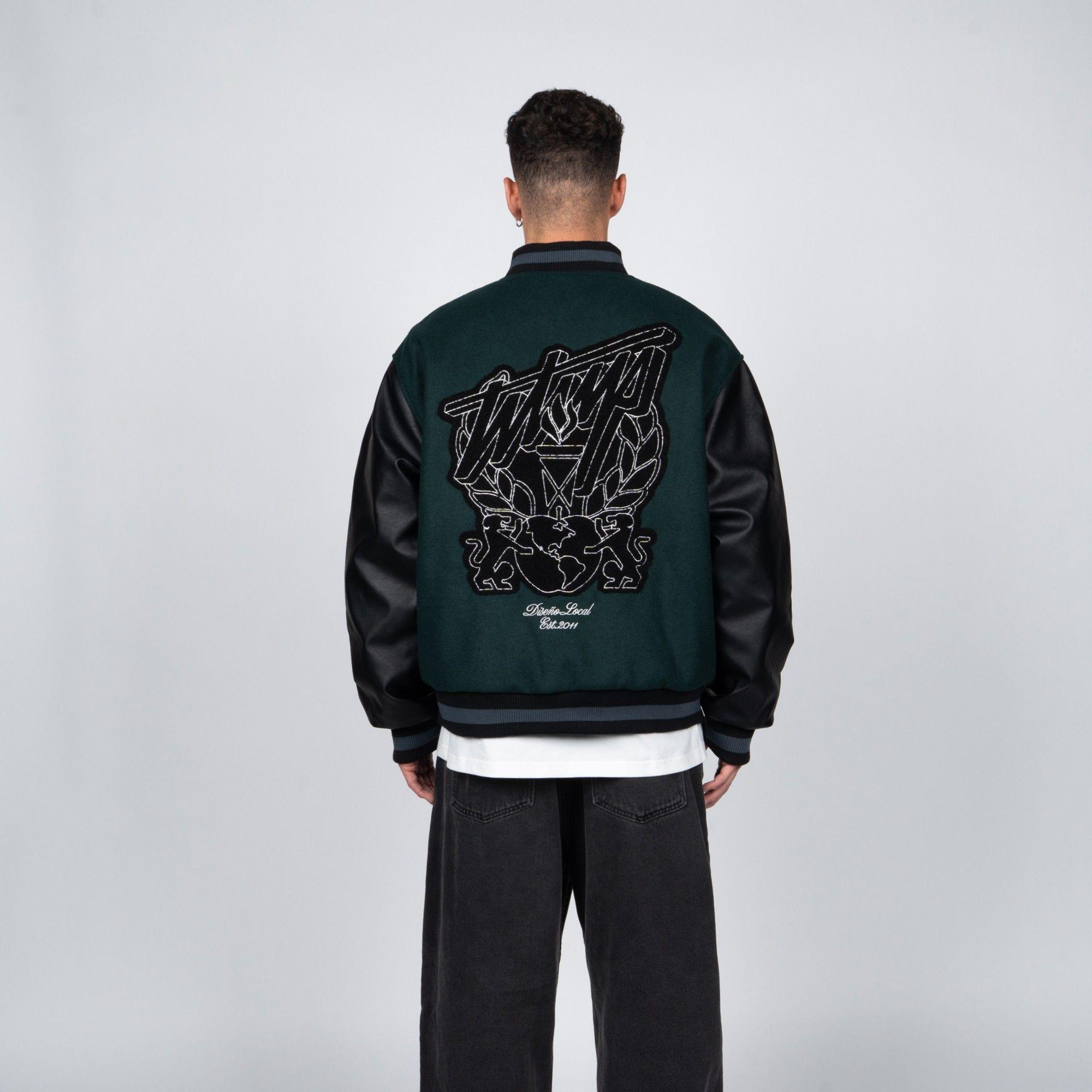 Chaqueta WhatUp Varsity Green Black-1