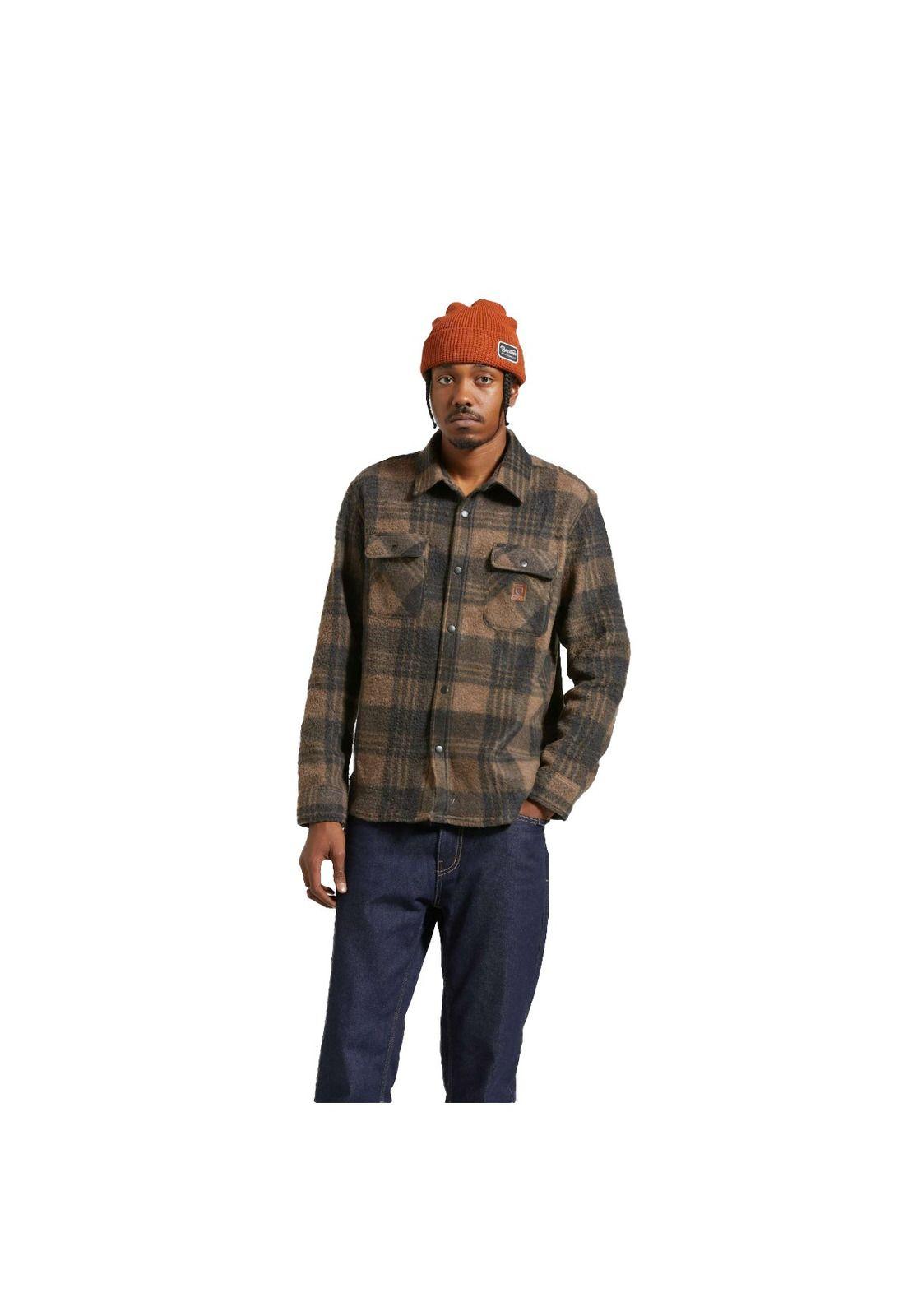 Camisa Brixton Bowery Arctic Burro Brown Black Plaid-1