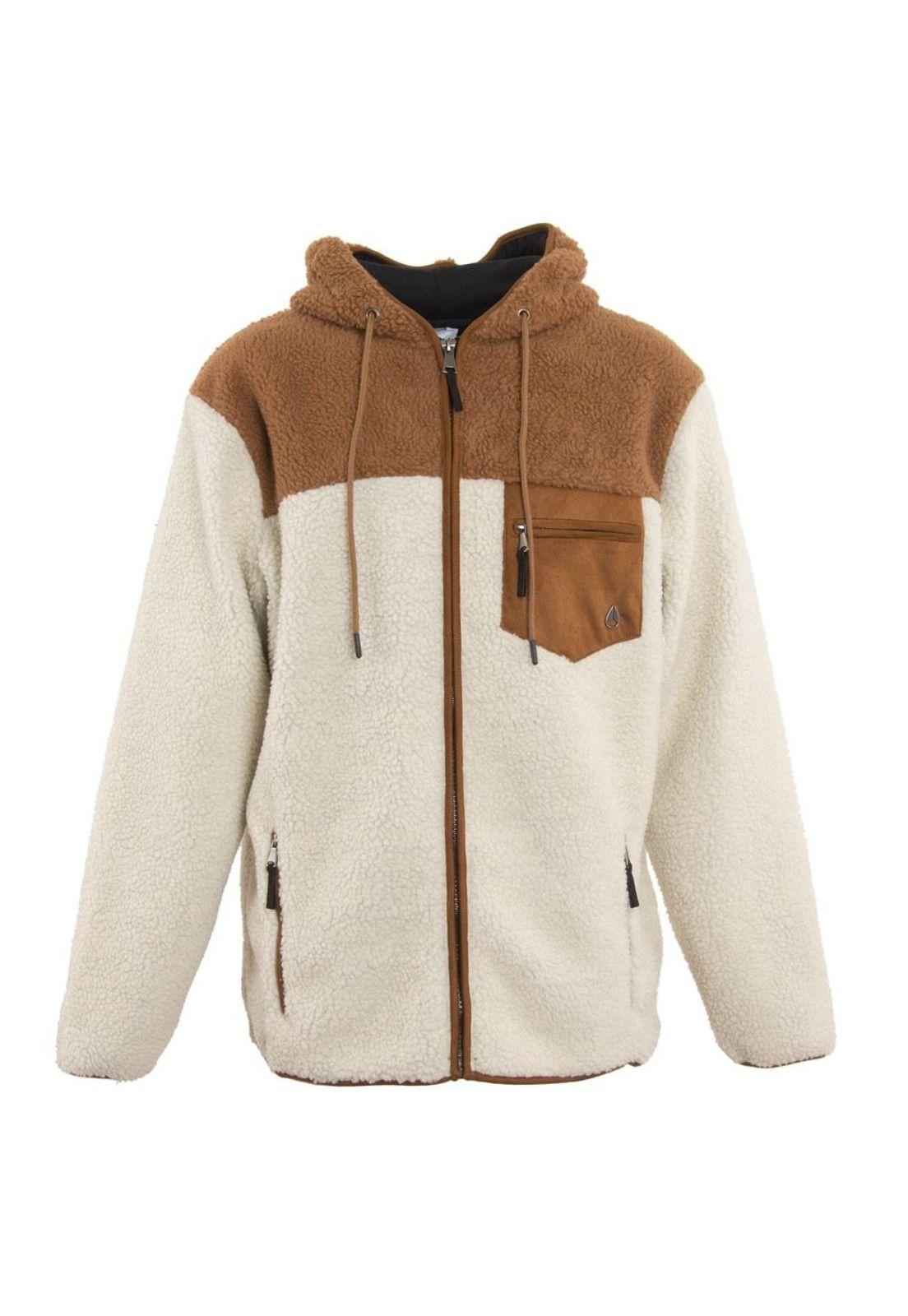 Poleron Men Sherpa Full Zipper Beige Brown-0