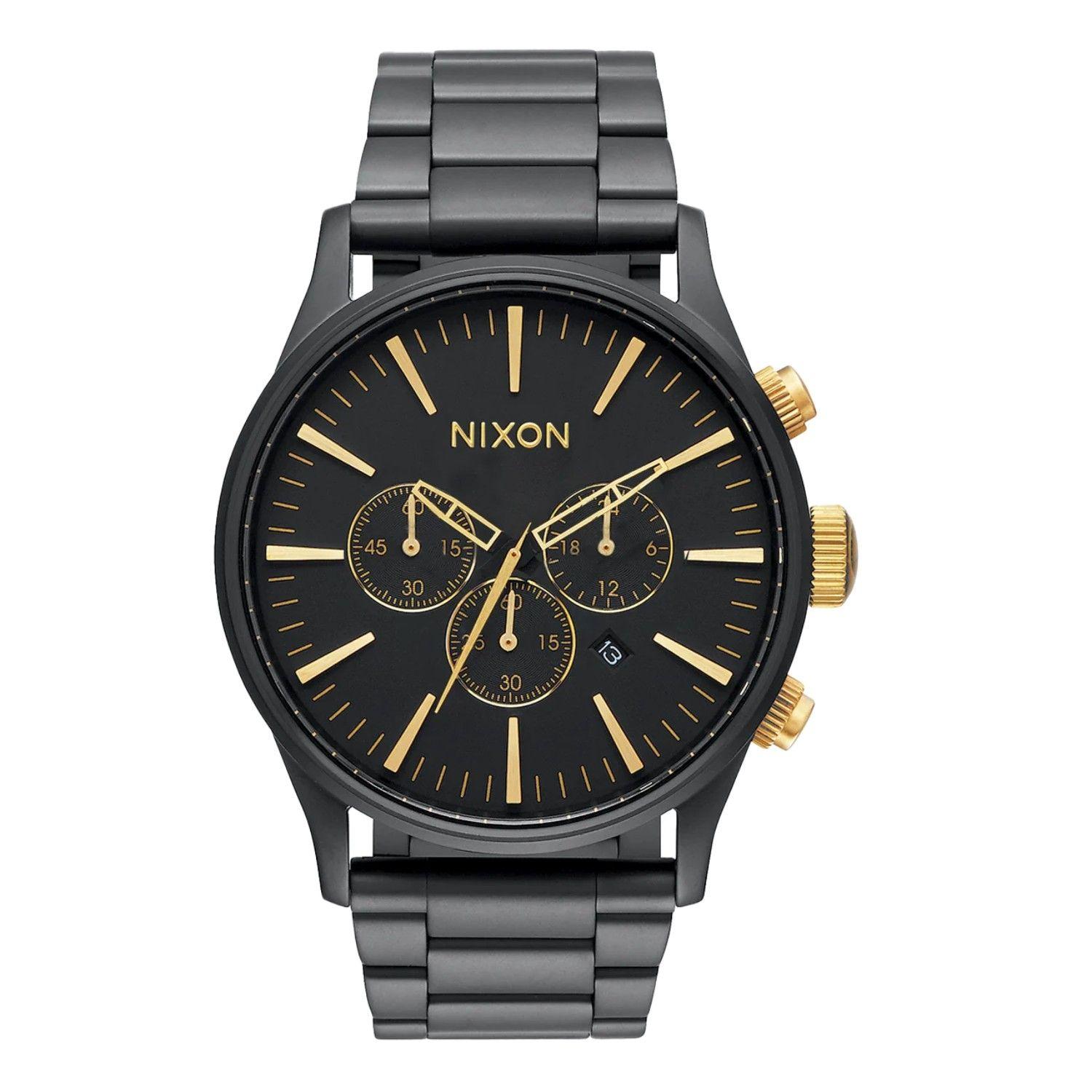 Reloj Nixon Sentry Chrono Matte Black Gold-0