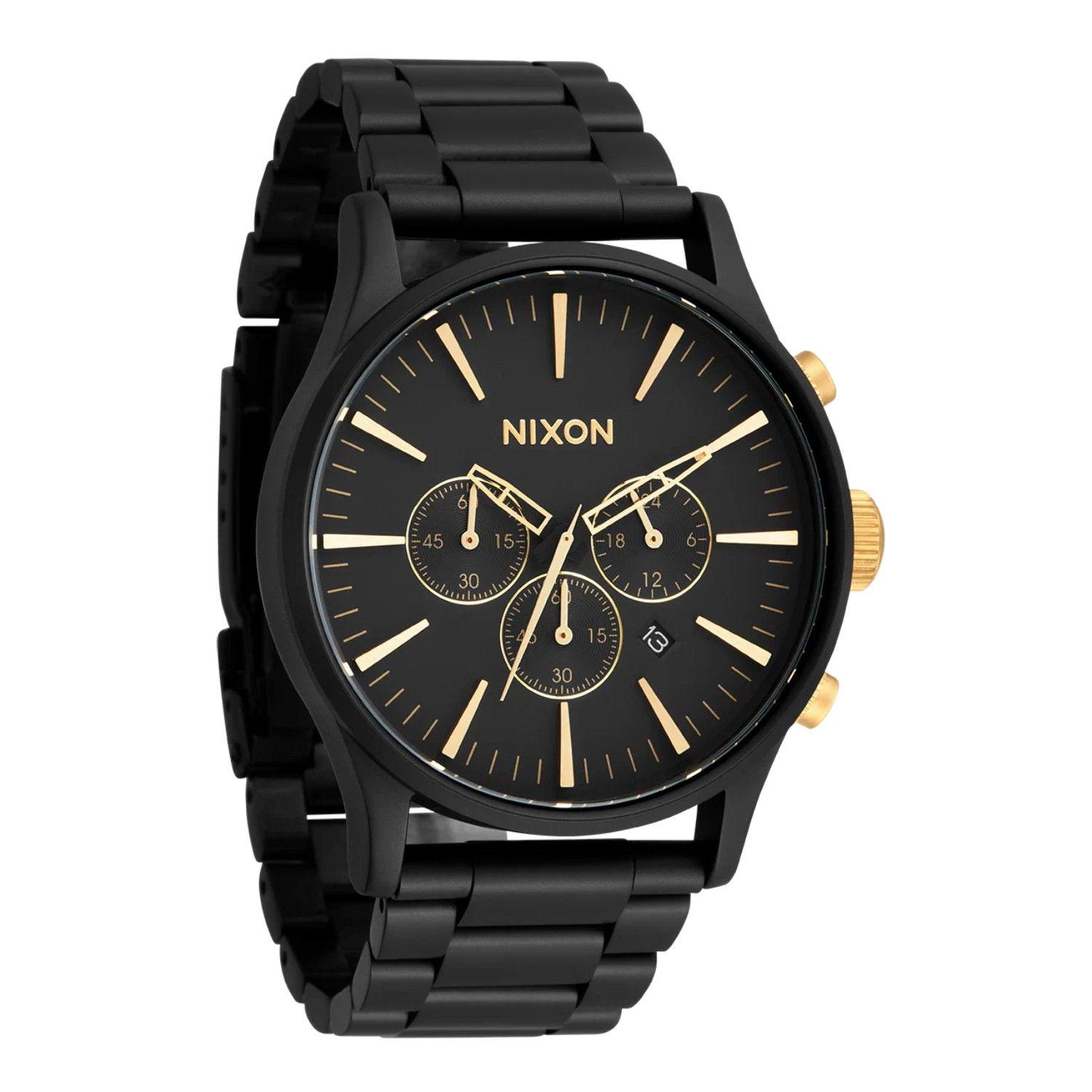 Reloj Nixon Sentry Chrono Matte Black Gold-1