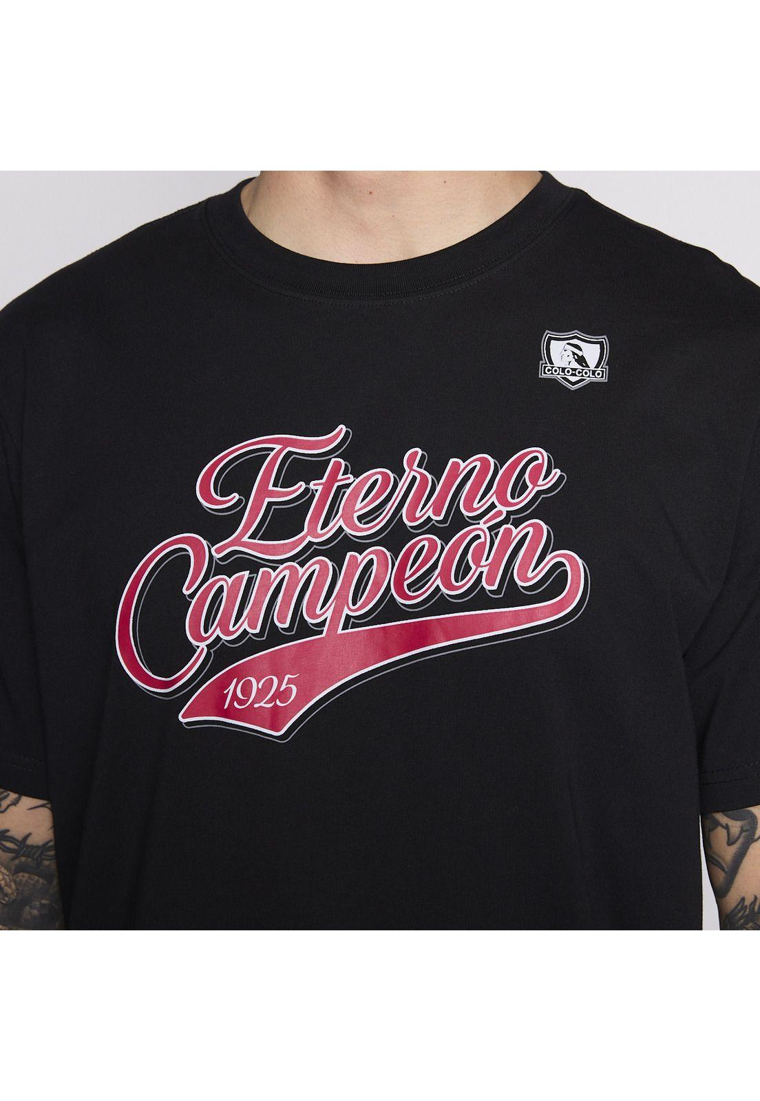 Polera Colo Colo Urbano Hombre Eterno Campeón Negro y Rojo-3