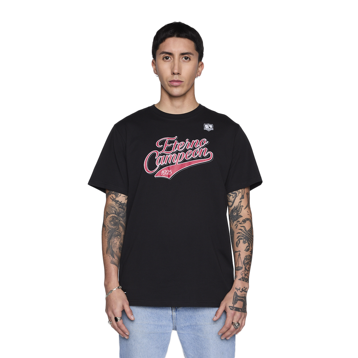 Polera Colo Colo Urbano Hombre Eterno Campeón Negro y Rojo-0