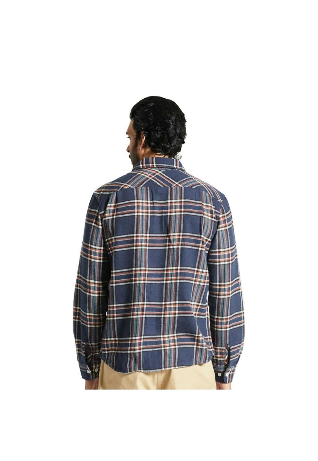 Camisa Bowery Washed Navy Off White Terracotta-2