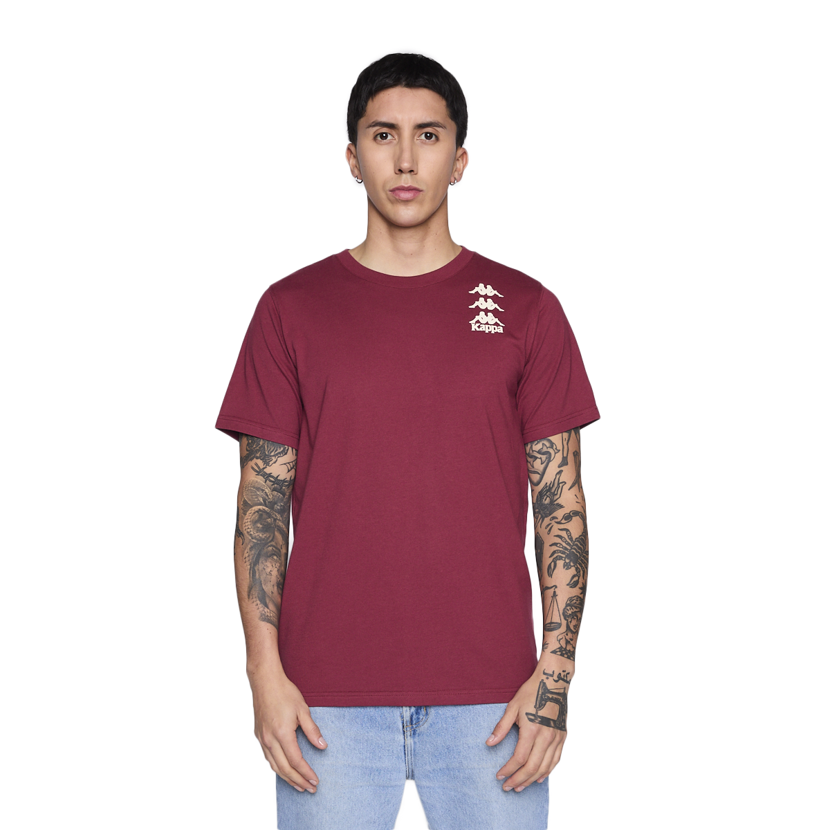 Polera Kappa Men Burgundy Tiny Logo White-0