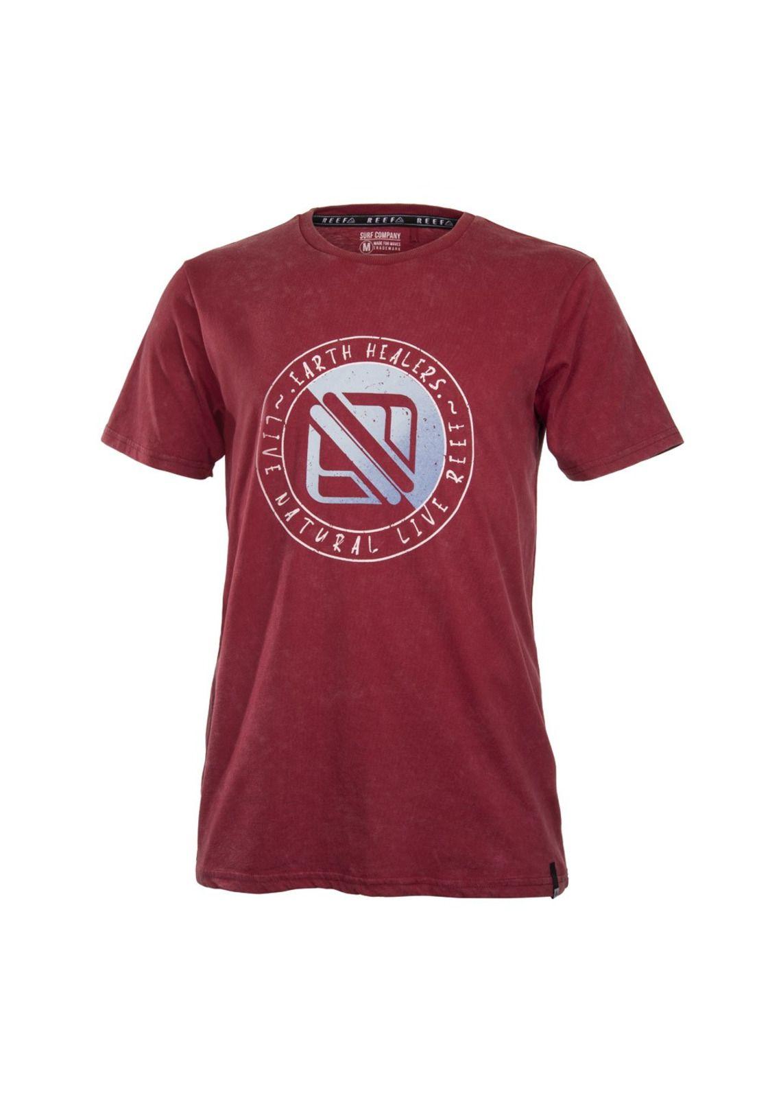 Polera Live Natural Burgundy Short Sleeve Reef-0