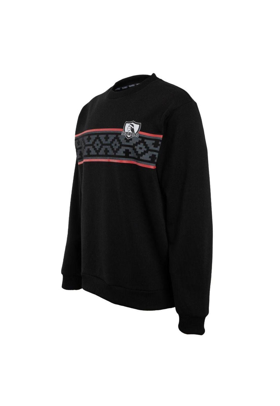 Poleron Colo Colo Urbano Fleece Carda Crew "Huinchas" Negro-1