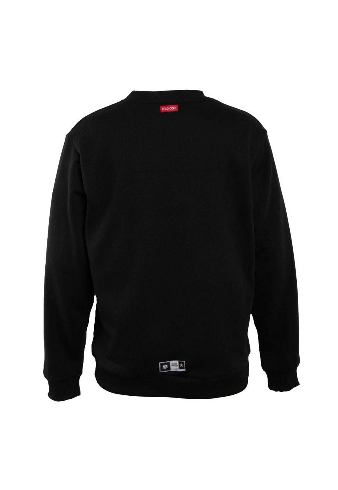 Poleron Colo Colo Urbano Fleece Carda Crew "Huinchas" Negro-2