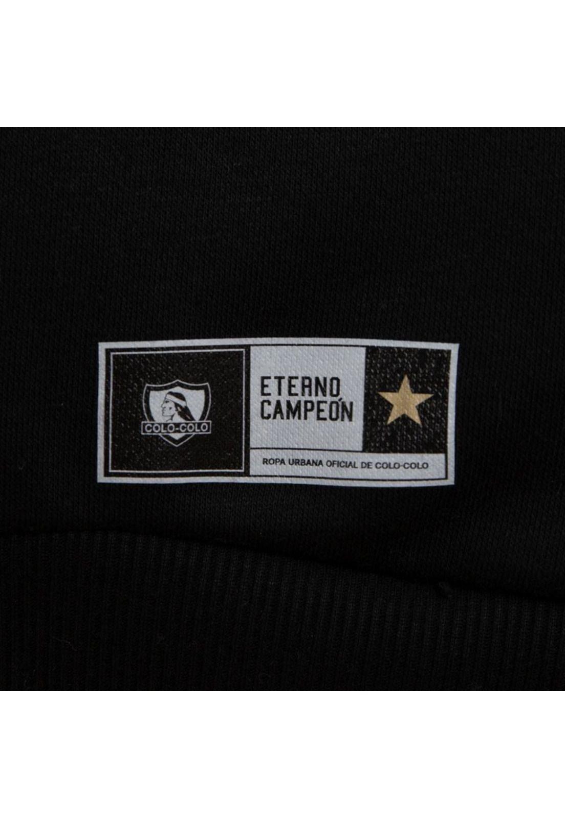 Poleron Colo Colo Urbano Fleece Carda Crew "Huinchas" Negro-4