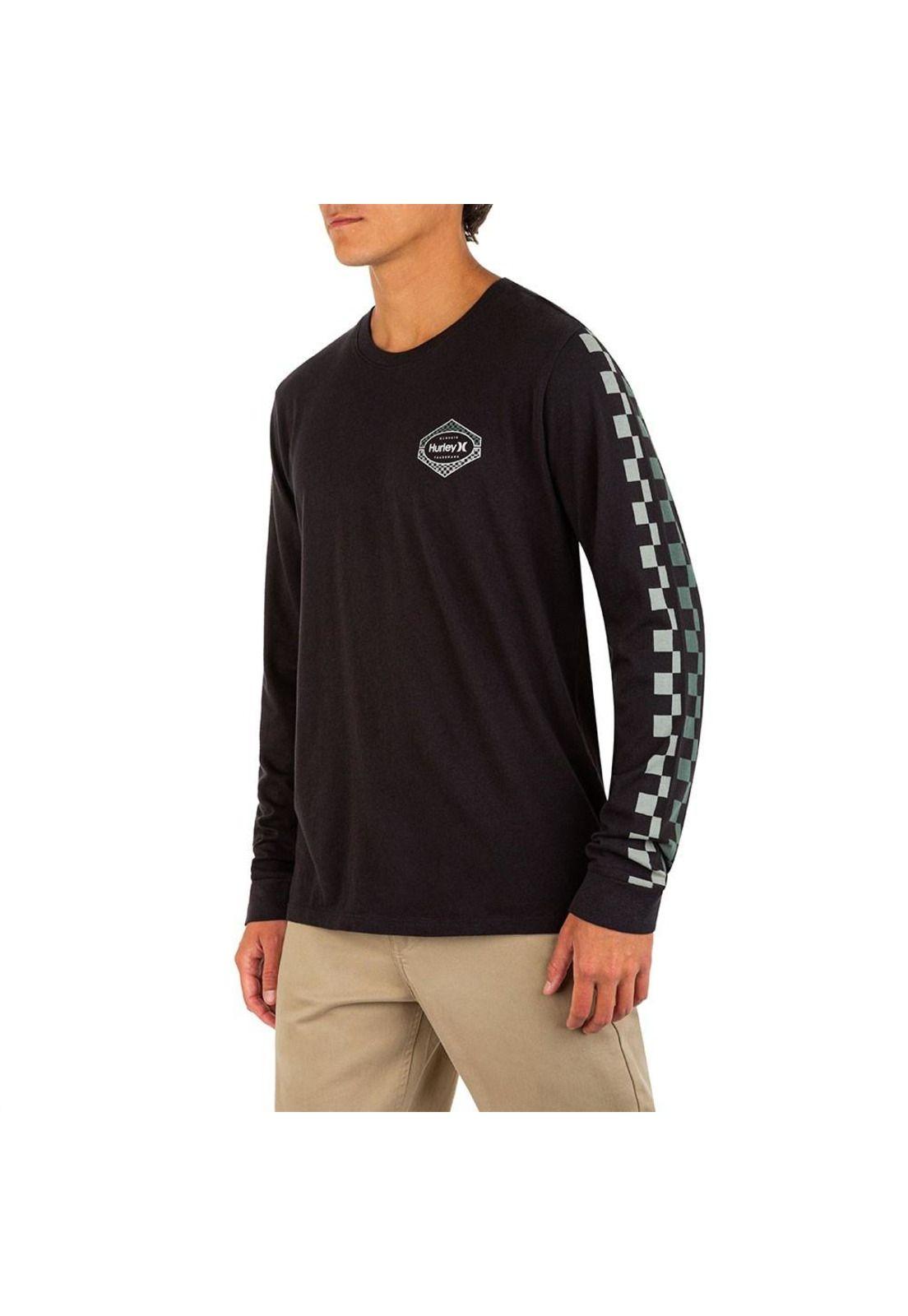 Polera Manga Larga Everyday Washed Checks Black Hurley-2