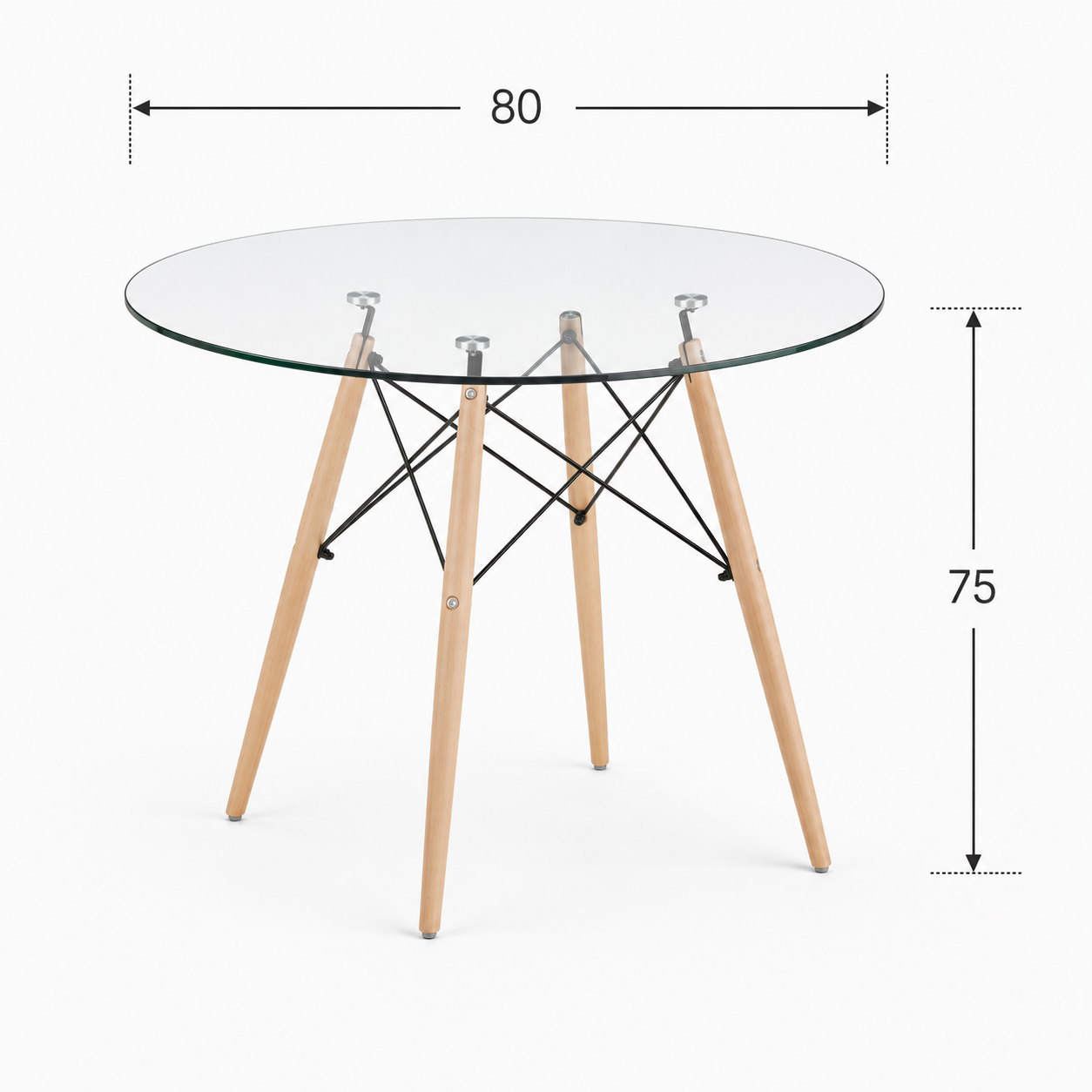 Mesa Eames Redonda Vidrio Templado-0