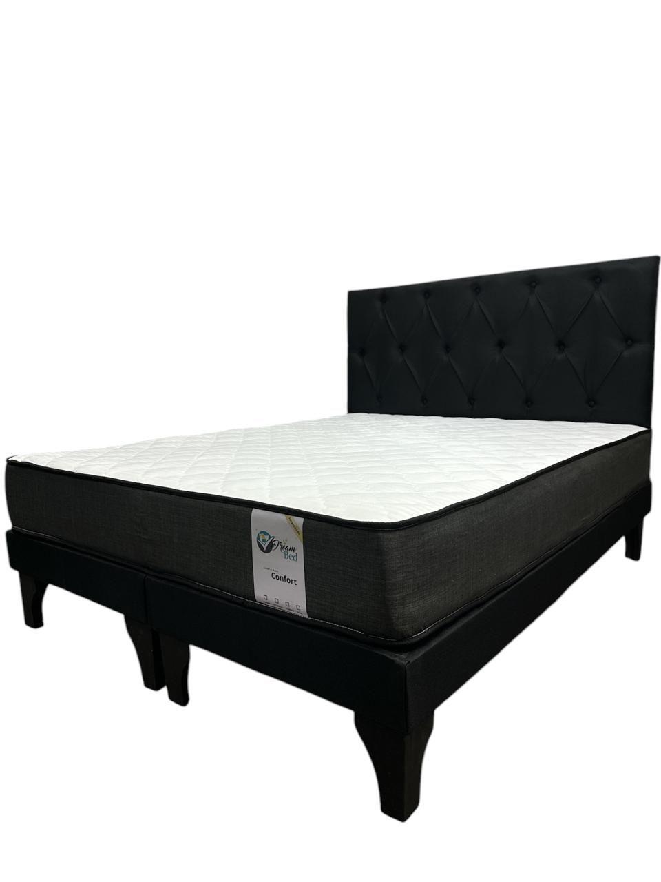 CAMA EUROPEA 2 PLAZAS CAPITONEADO NEGRO-3