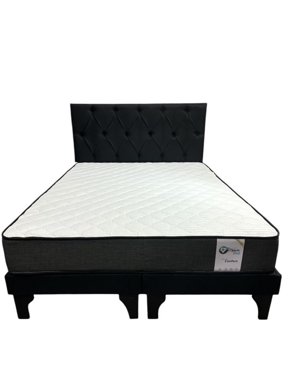 CAMA EUROPEA 2 PLAZAS CAPITONEADO NEGRO-2