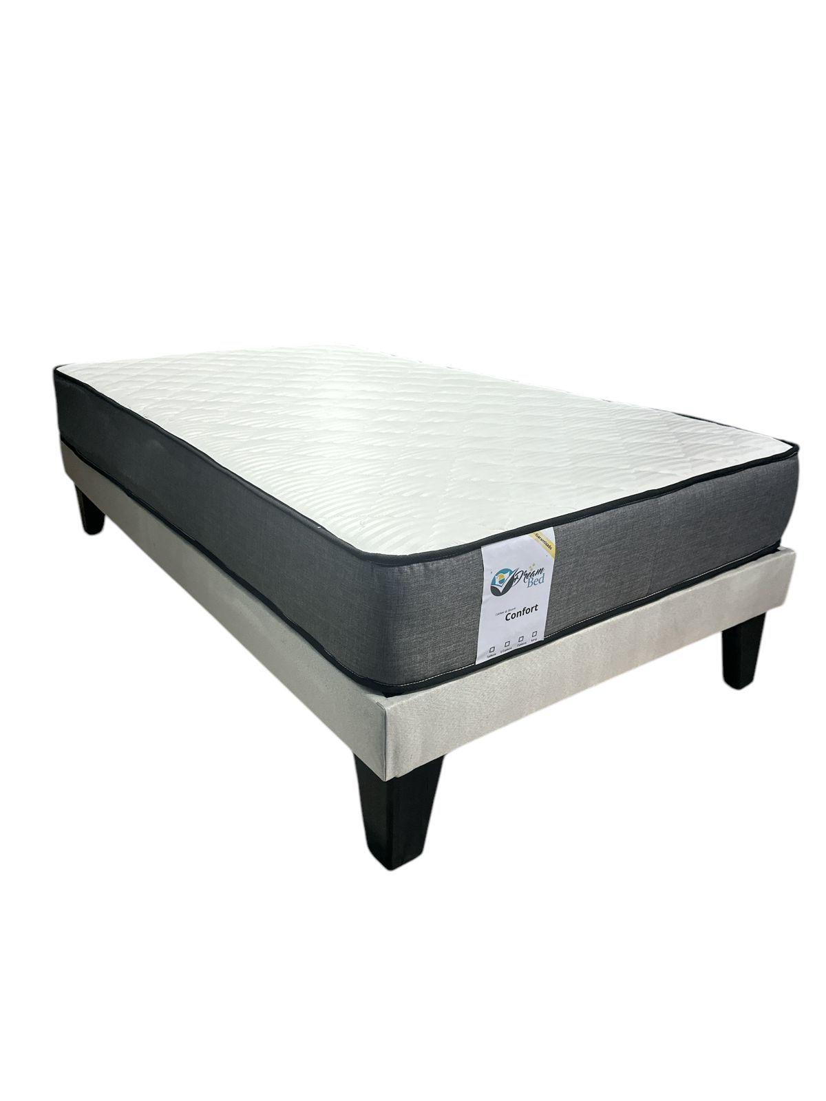 BASE PLAZA Y MEDIA + COLCHON BEIGE-4