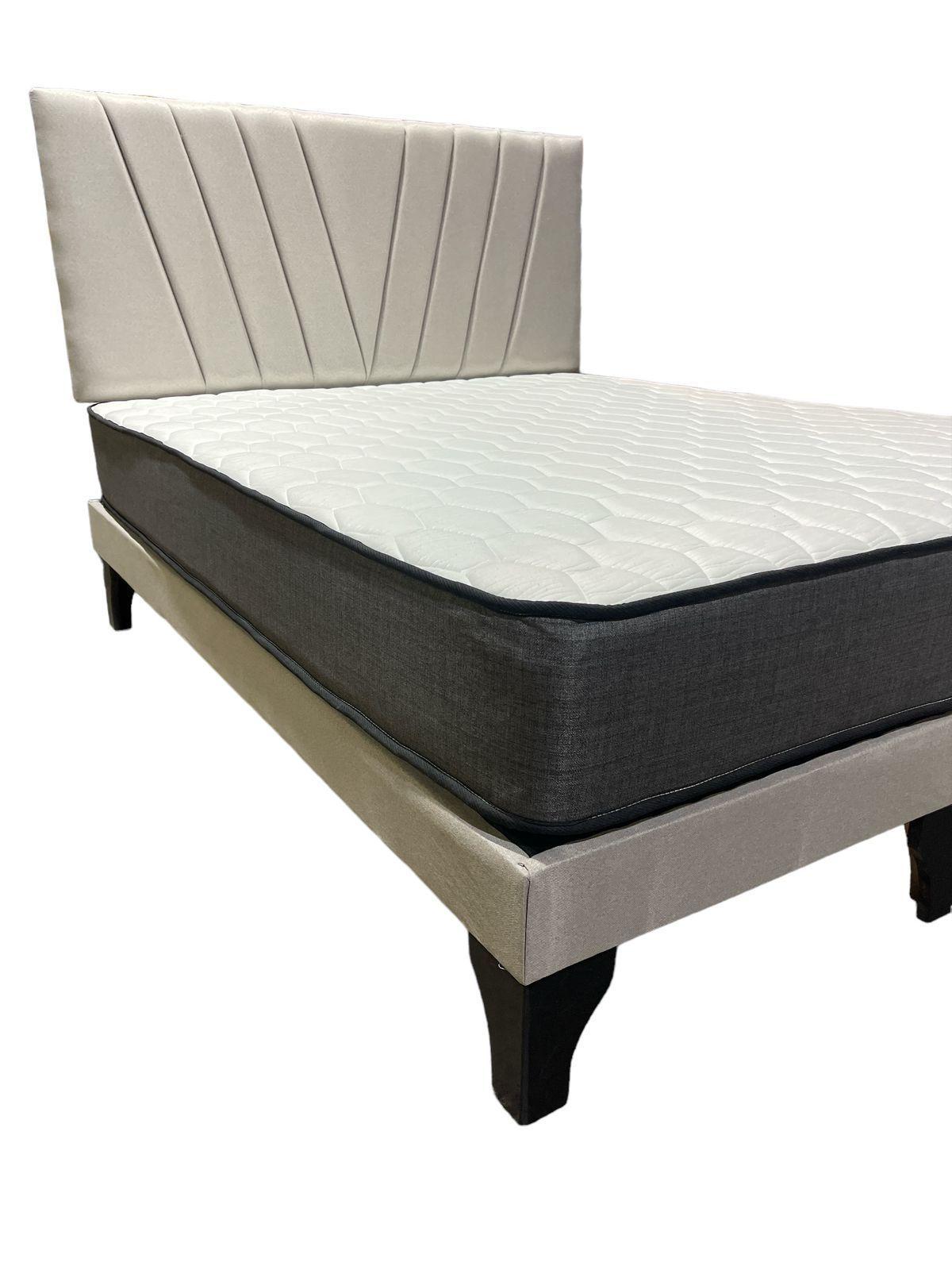 CAMA EUROPEA 2 PLAZAS MODELO LINEAL EN V Gris Claro-2