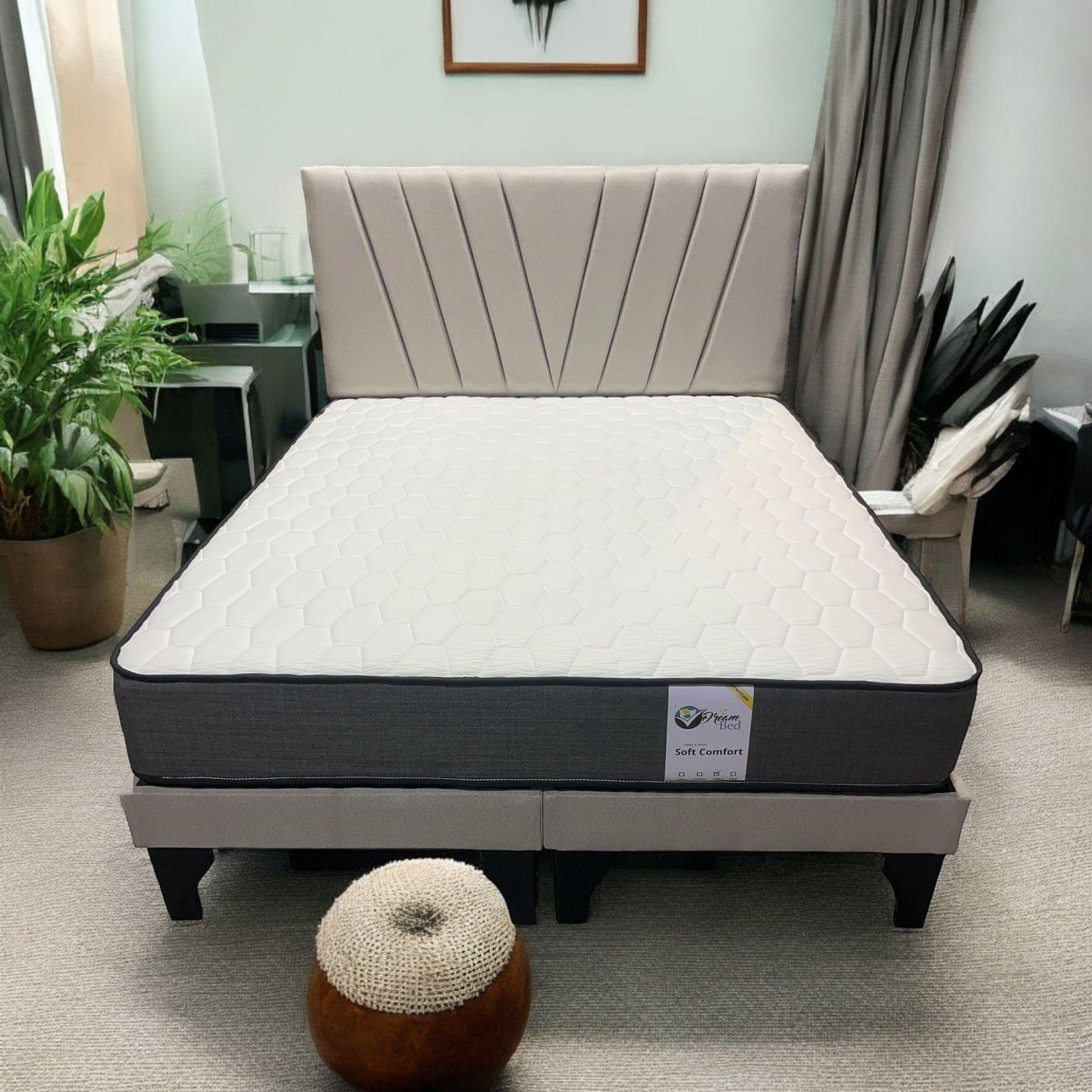 CAMA EUROPEA 2 PLAZAS MODELO LINEAL EN V Gris Claro-3