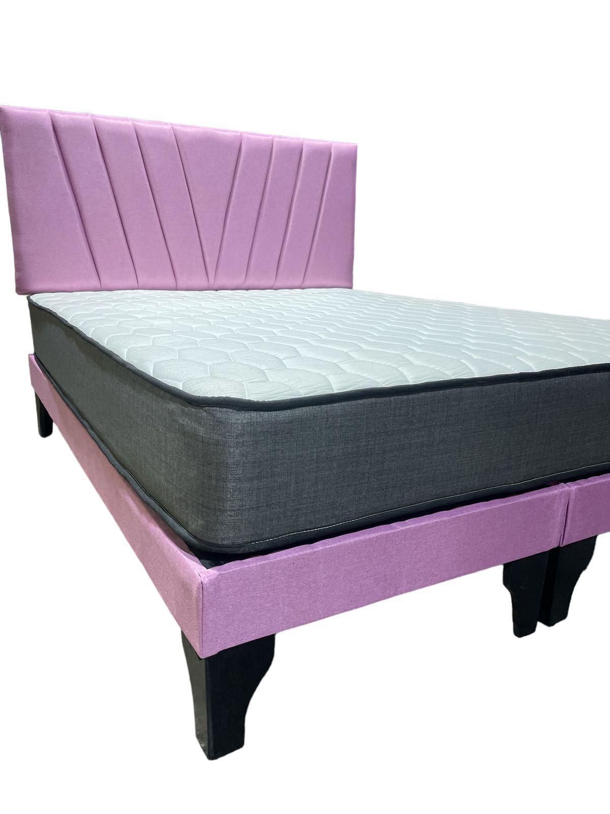 CAMA EUROPEA 2 PLAZAS LINEAL EN V Rosado-2