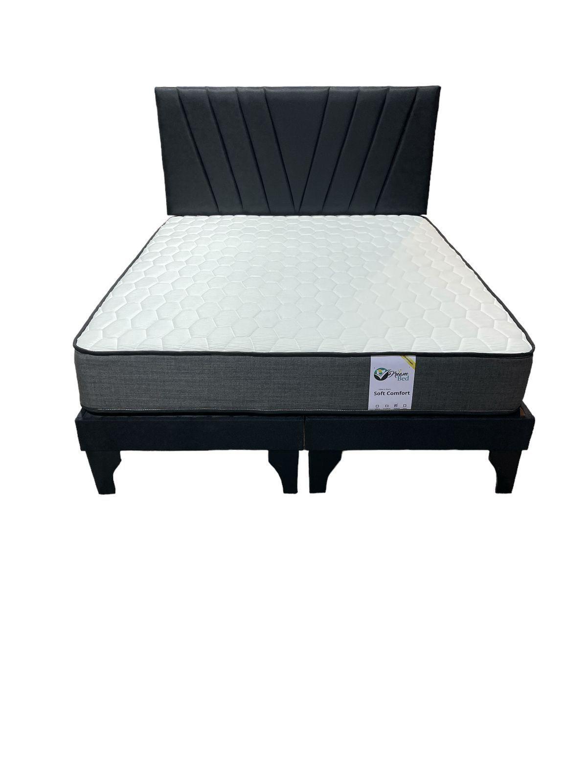 CAMA EUROPEA 2 PLAZAS LINEAL EN V Negro-2