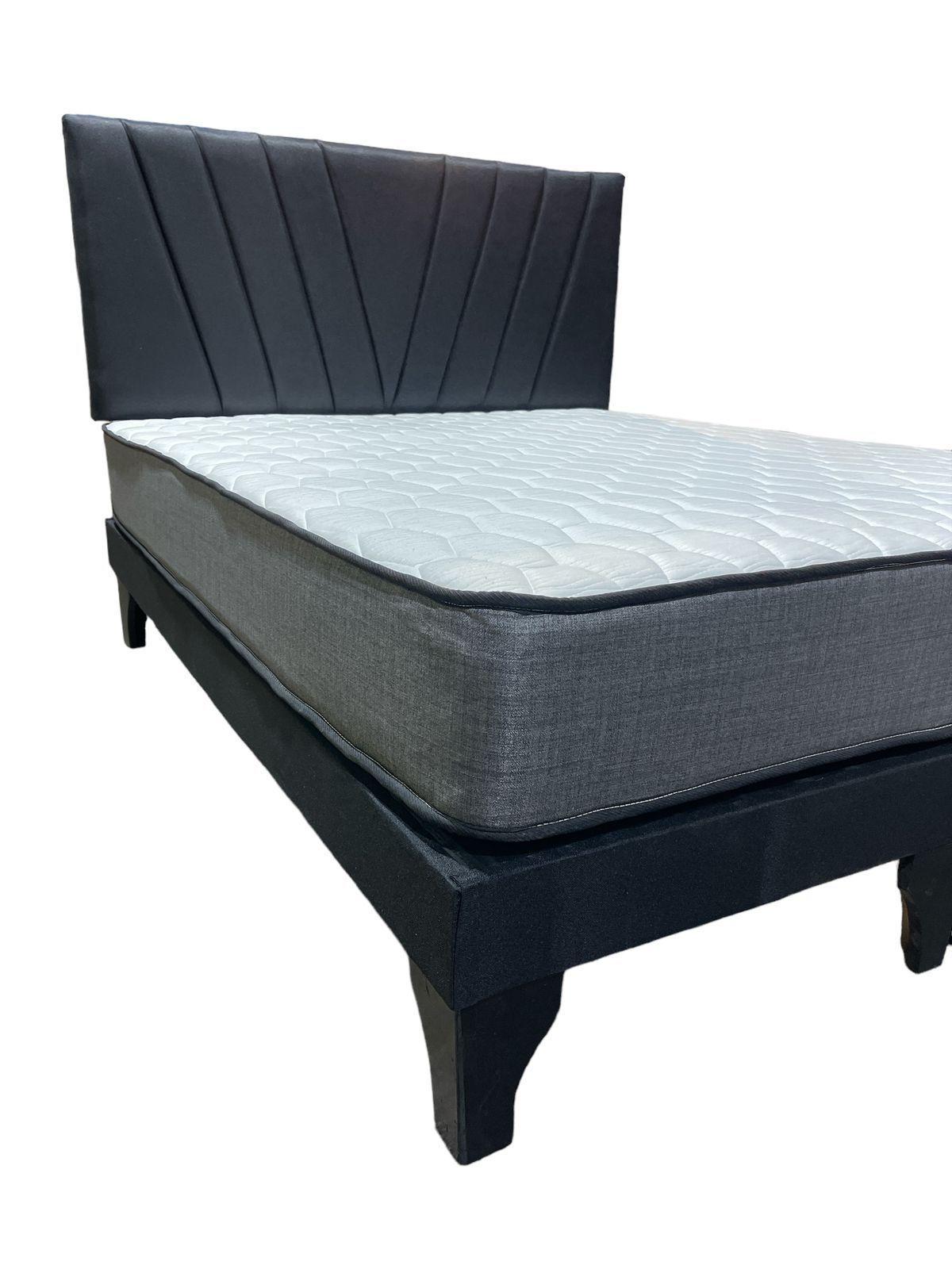 CAMA EUROPEA 2 PLAZAS LINEAL EN V Negro-3