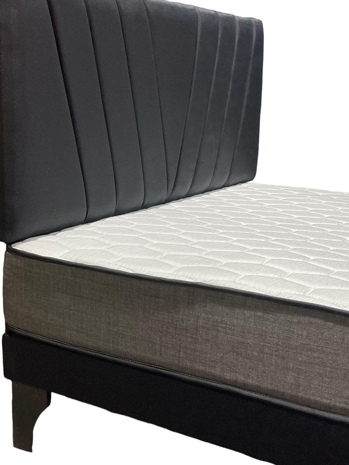 CAMA EUROPEA 2 PLAZAS LINEAL EN V Negro-6