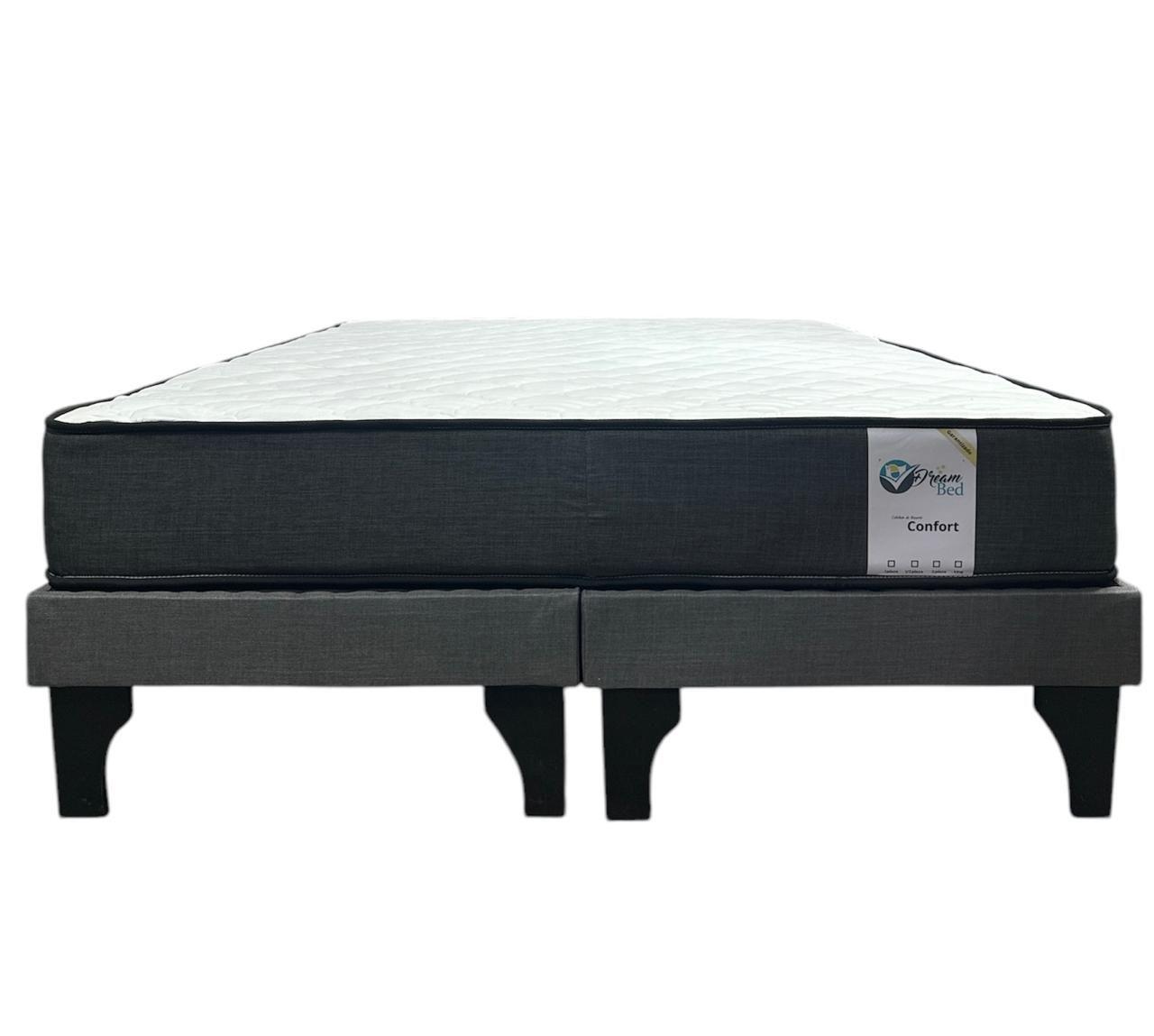 Base europea 2 plazas + colchon dreambed gris-0