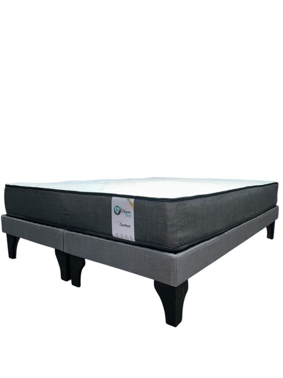 Base europea 2 plazas + colchon dreambed gris-1