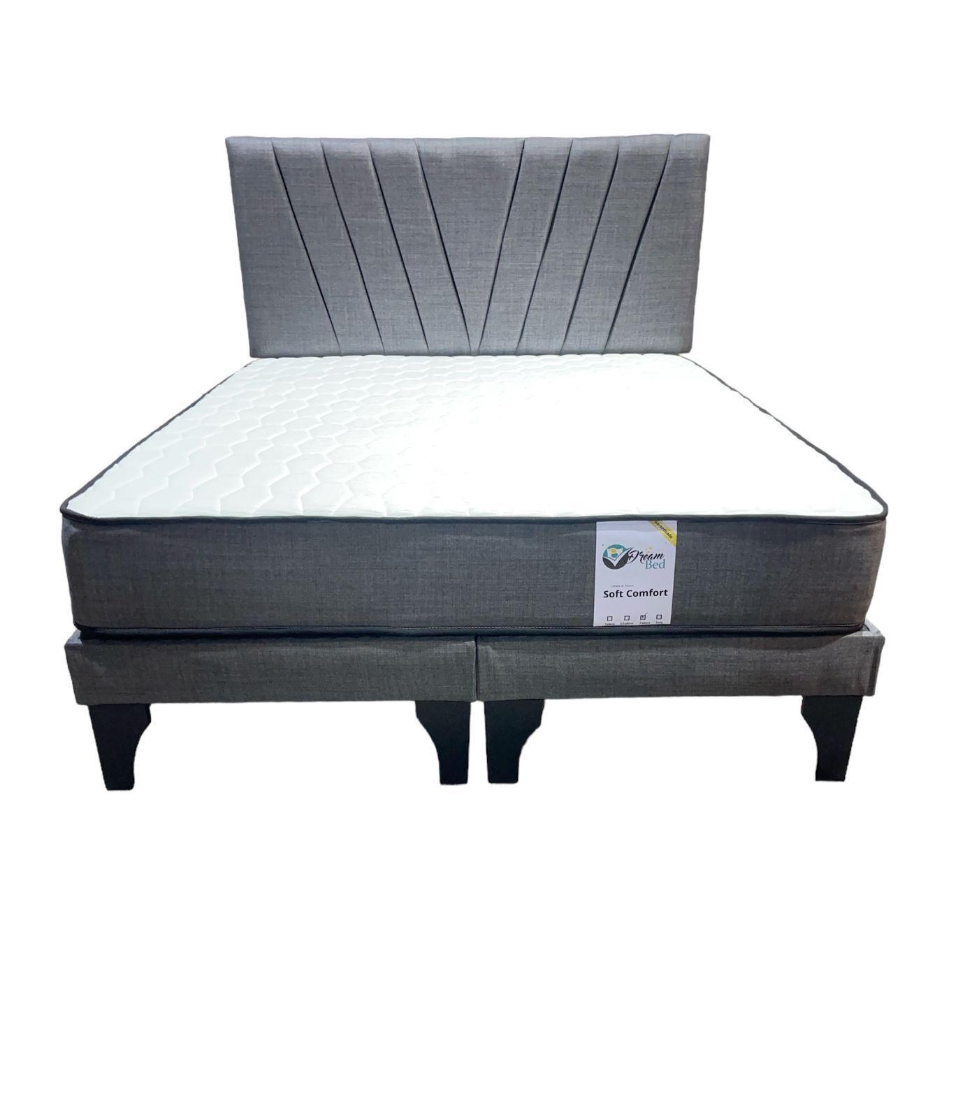 CAMA EUROPEA 2 PLAZAS LINEAL EN V Gris-0