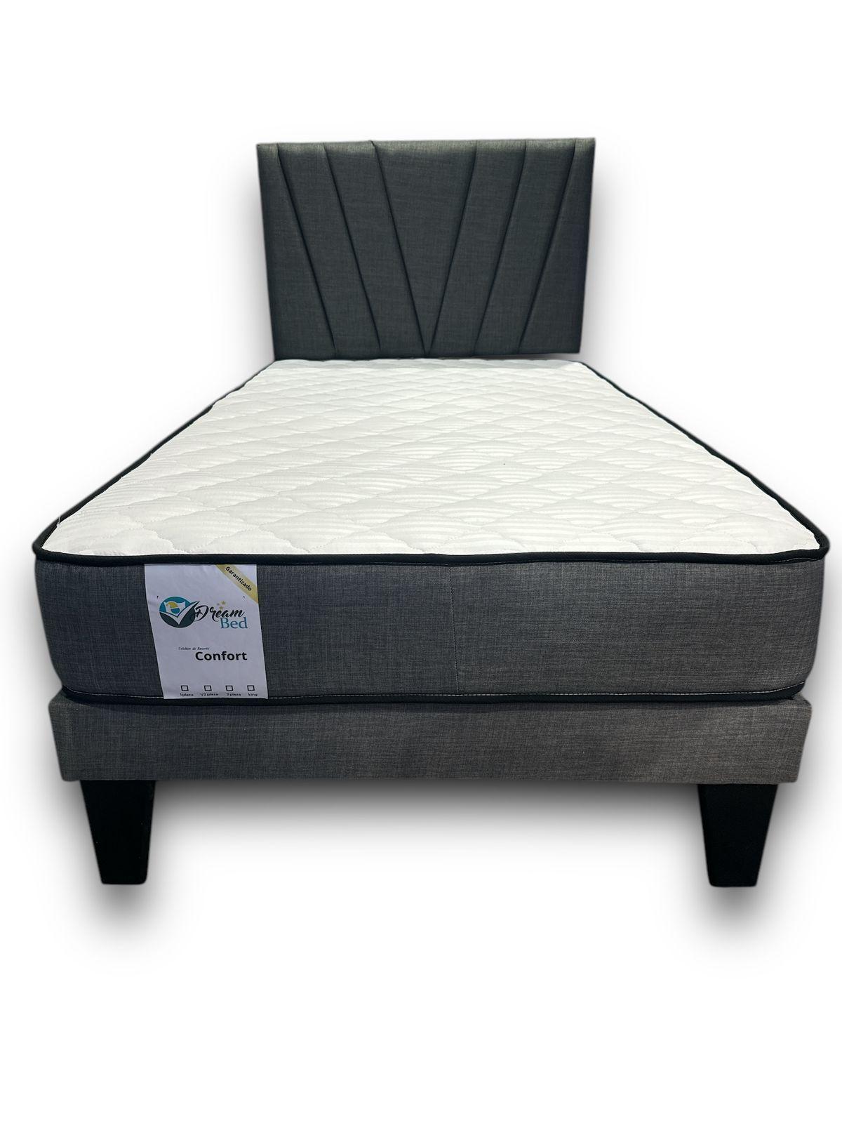 Cama plaza y media en V Gris-2