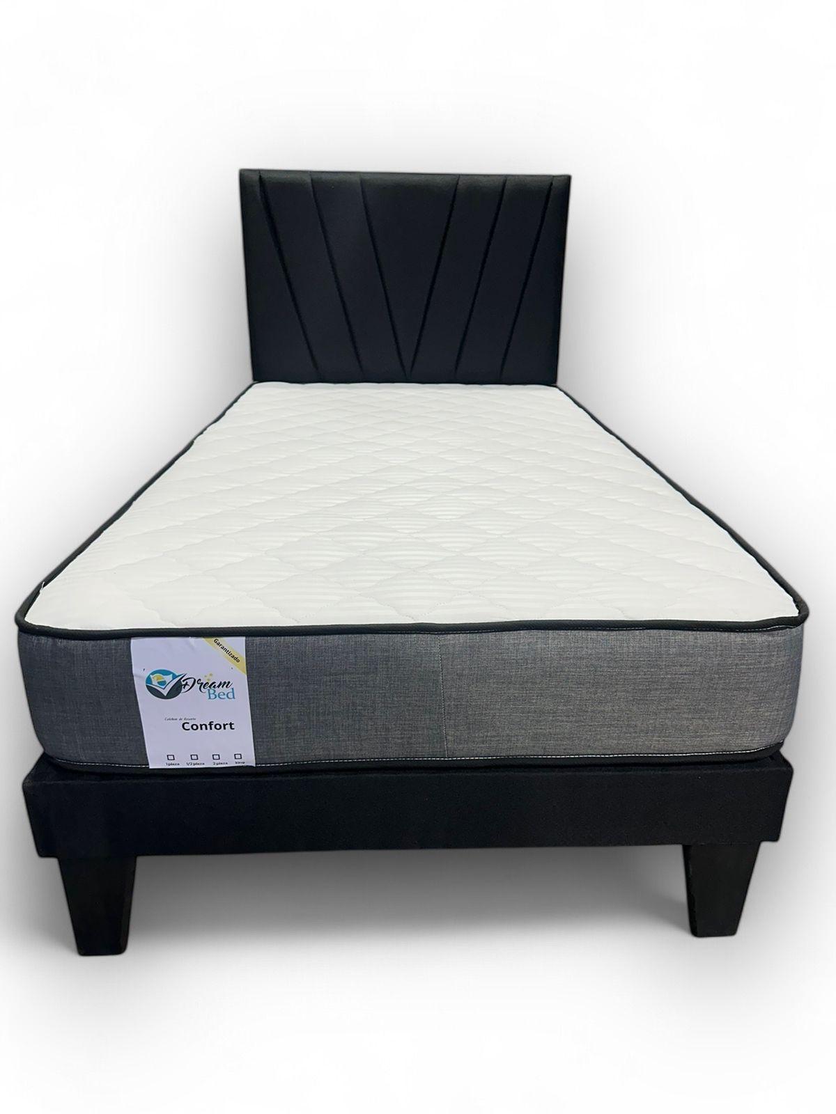 Cama plaza y media en V negro-2