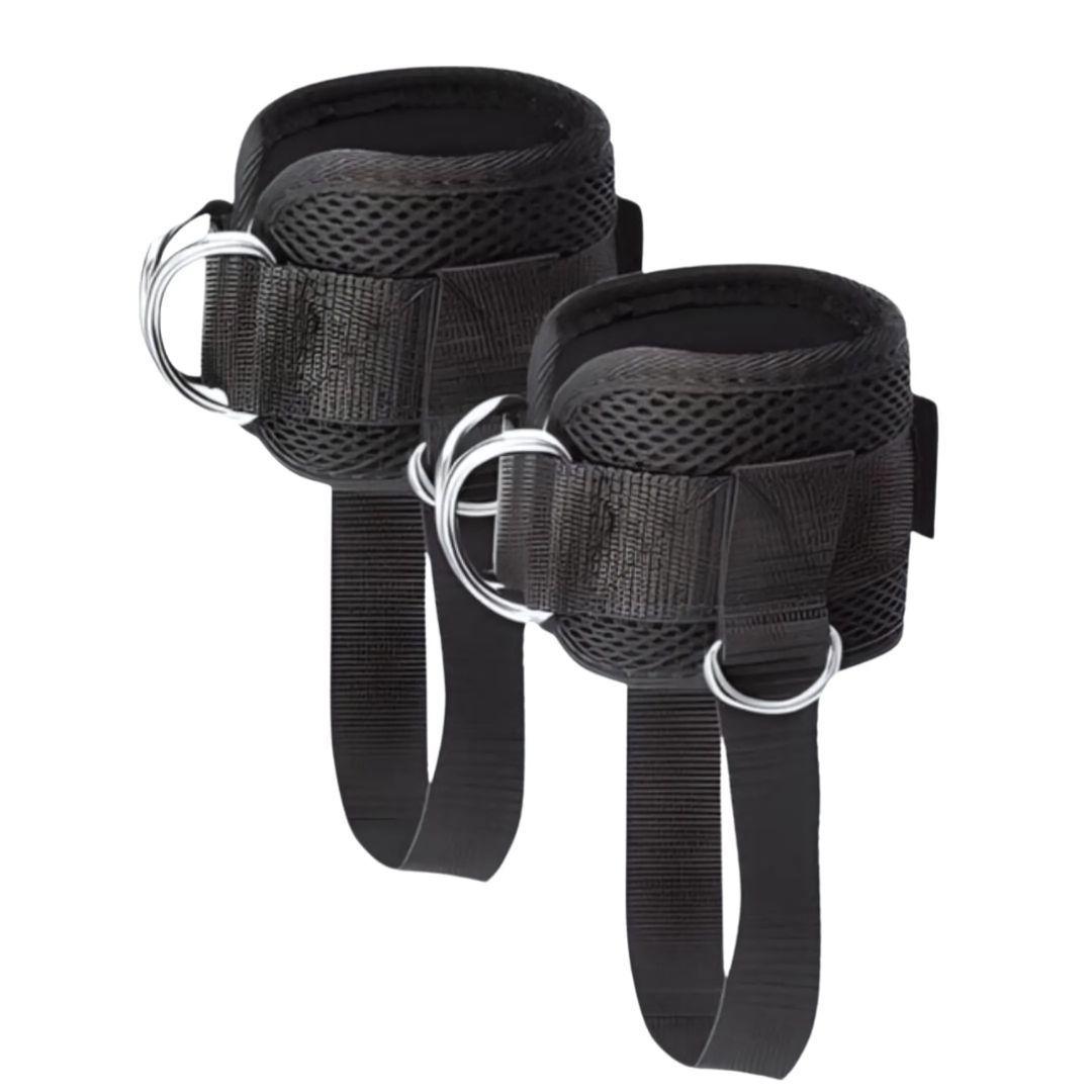 Par Tobilleras Para Polea Negra Enganche Gym Glúteos-0