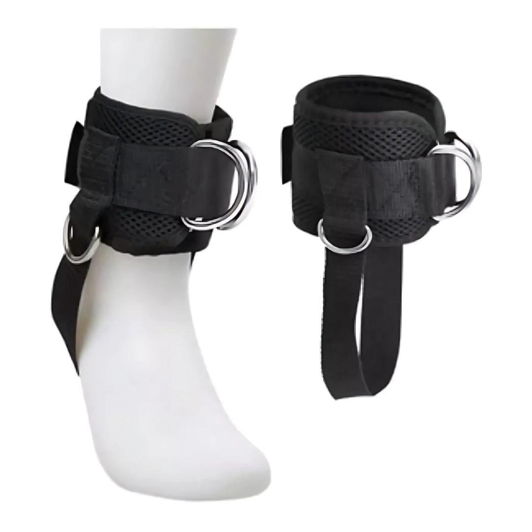 Par Tobilleras Para Polea Negra Enganche Gym Glúteos-1