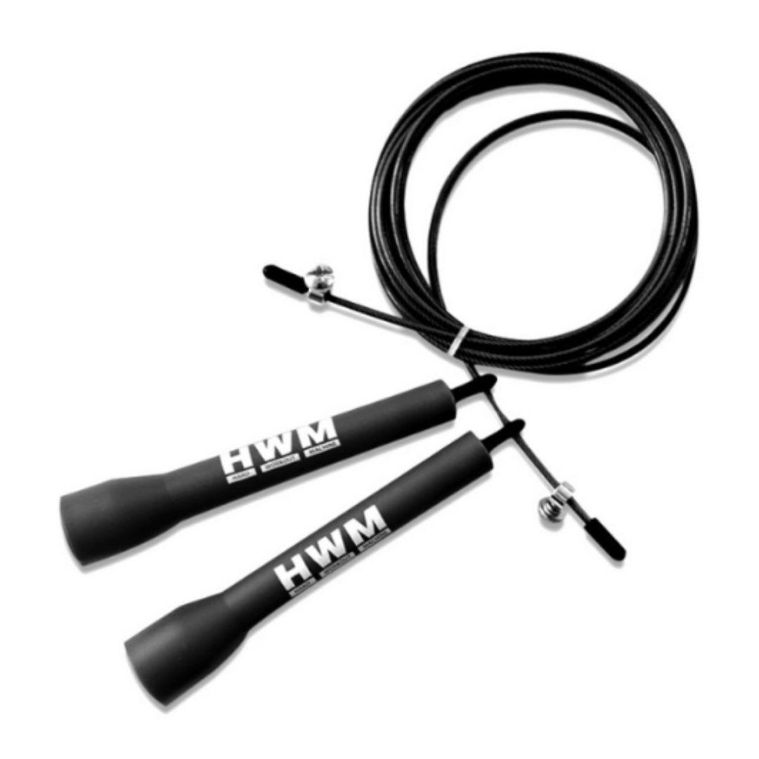 Cuerda De Salto Speed Rope Hwm Negro Entrenamiento Funcional-0