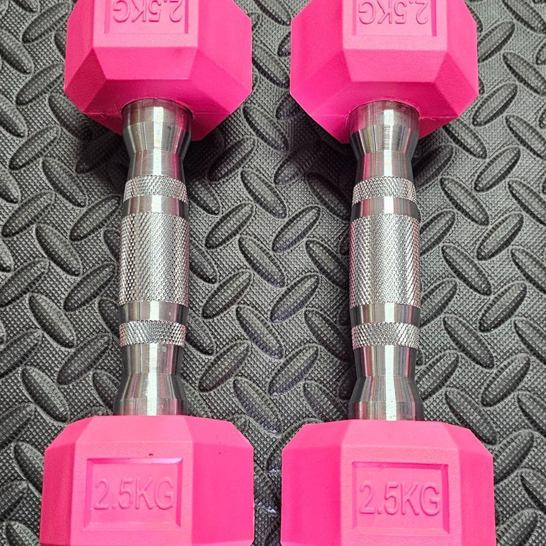 Par Mancuernas Hexagonales Rosadas 2,5 Kg (total 5 Kg)-1