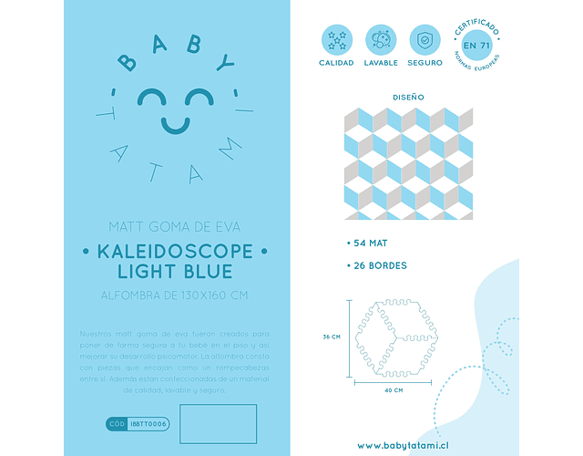PLAYMAT ALFOMBRA ANTIGOLPE KALEIDOSCOPE LIGHT BLUE-7