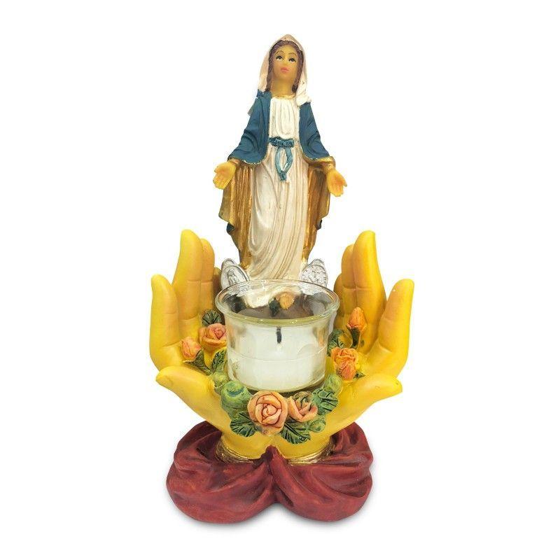 Candelabro Virgen Maria Sobre Manos-0