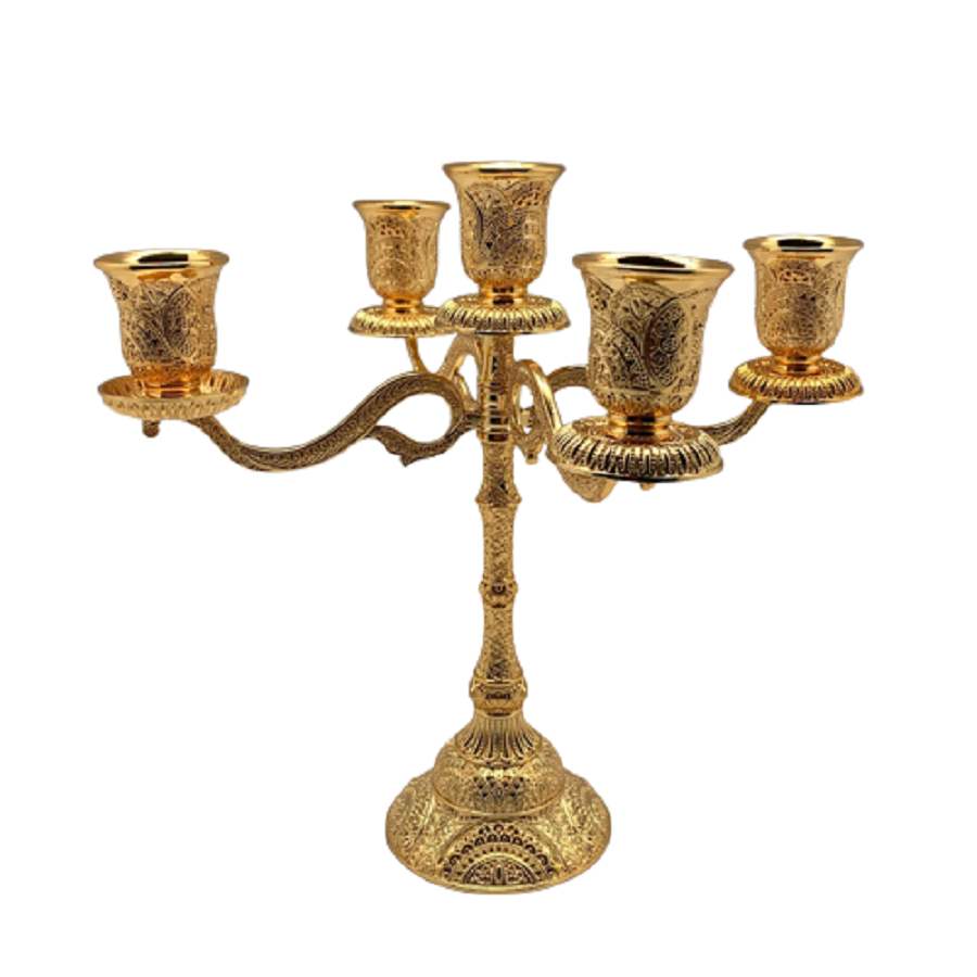 Figura Decorativa Candelabro Gold 5 Velas.-0